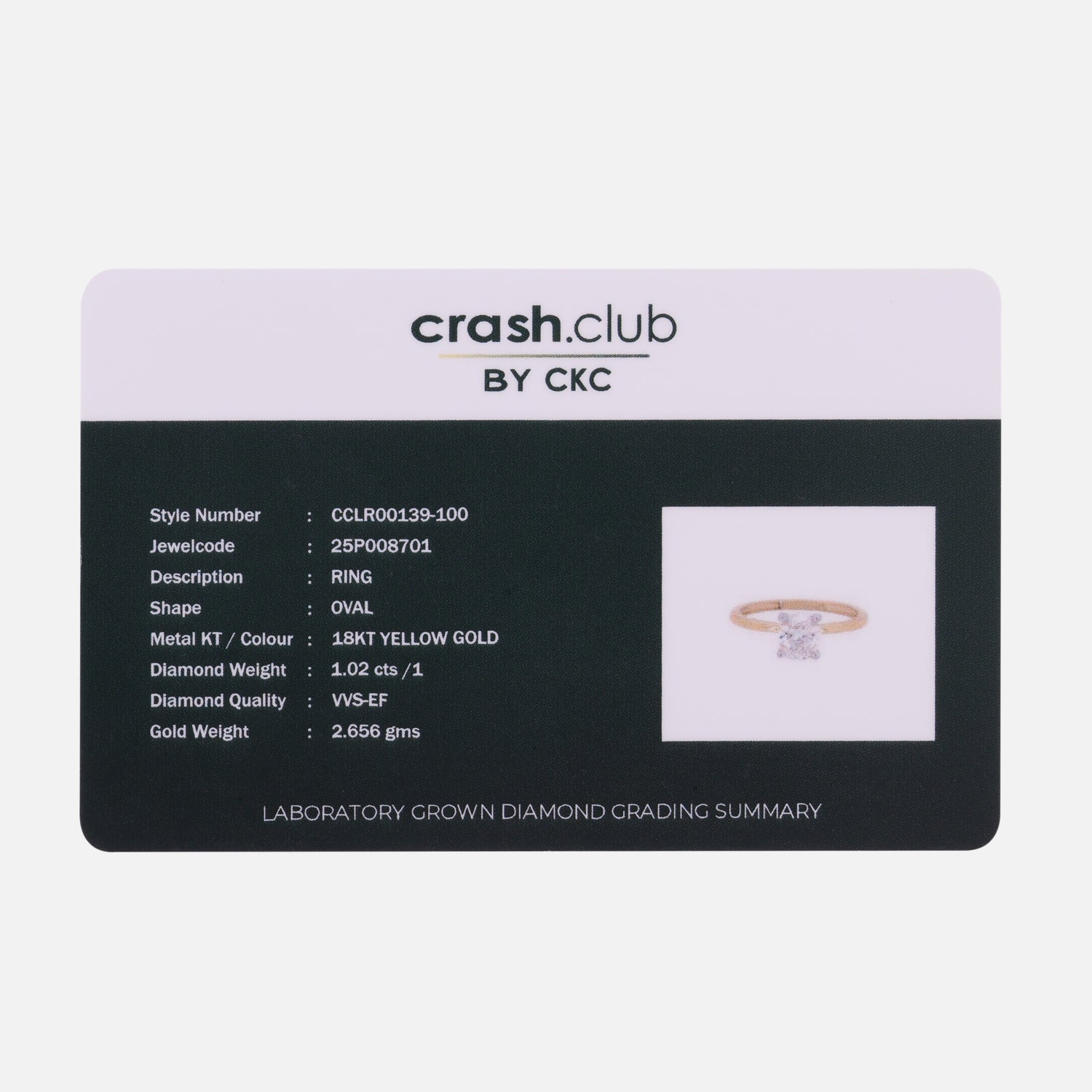 Lab Grown 2.03 Carat Diamond Solitaire Ring in 18 Karat Gold | SKU : 0005050130