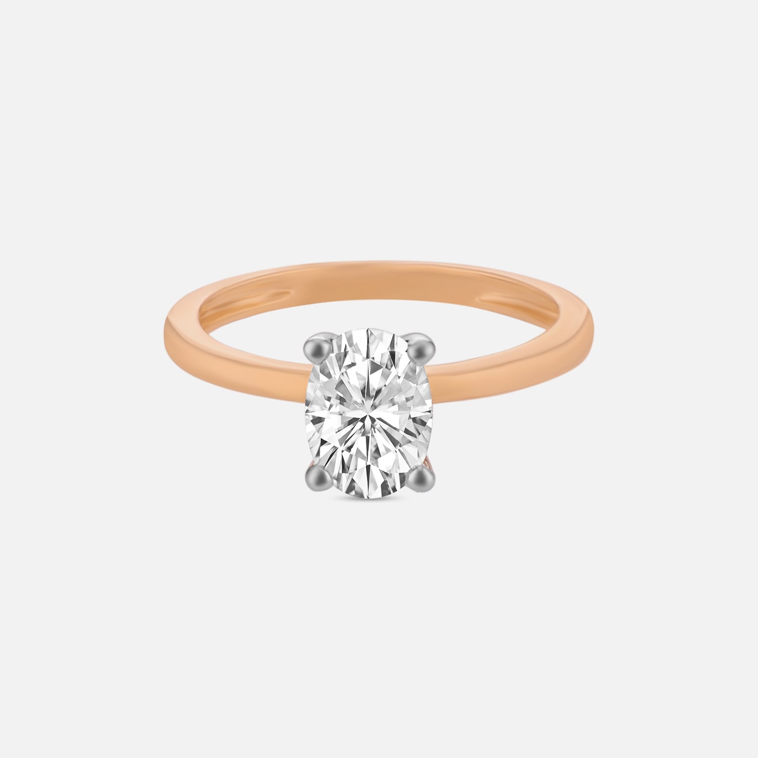 Lab Grown 1.020 Carat Oval Cut Diamond Solitaire Ring in 18 Karat Rose Gold | SKU : 0005053285