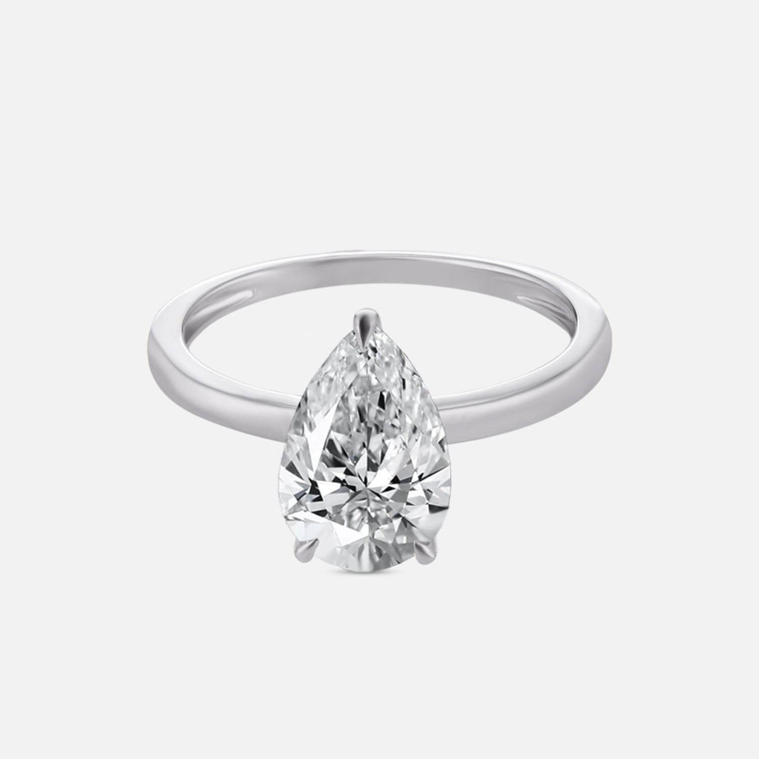 Lab Grown 2.08 Carat Pear Cut Diamond Solitaire Ring in 18 Karat Gold | SKU : 0005053414