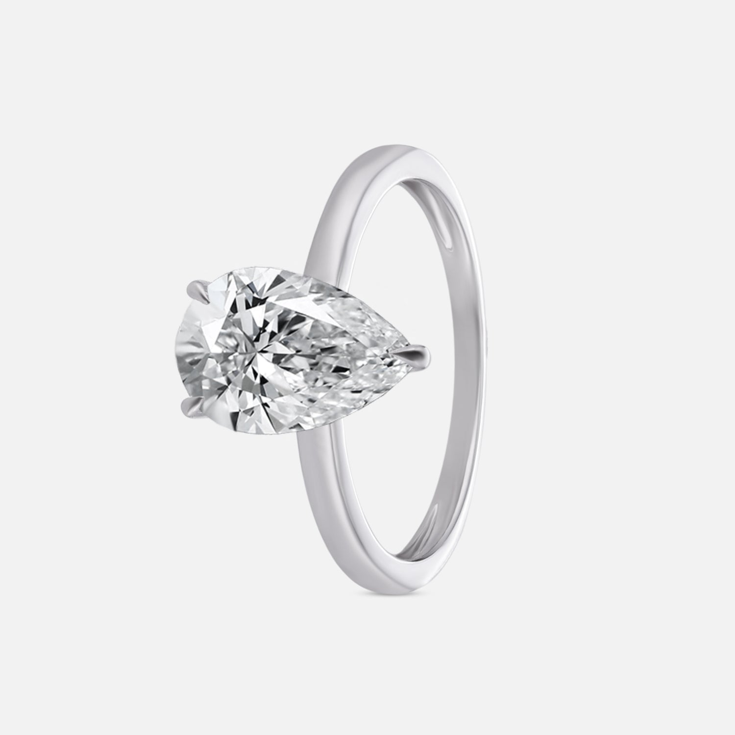 Lab Grown 2.08 Carat Pear Cut Diamond Solitaire Ring in 18 Karat Gold | SKU : 0005053414