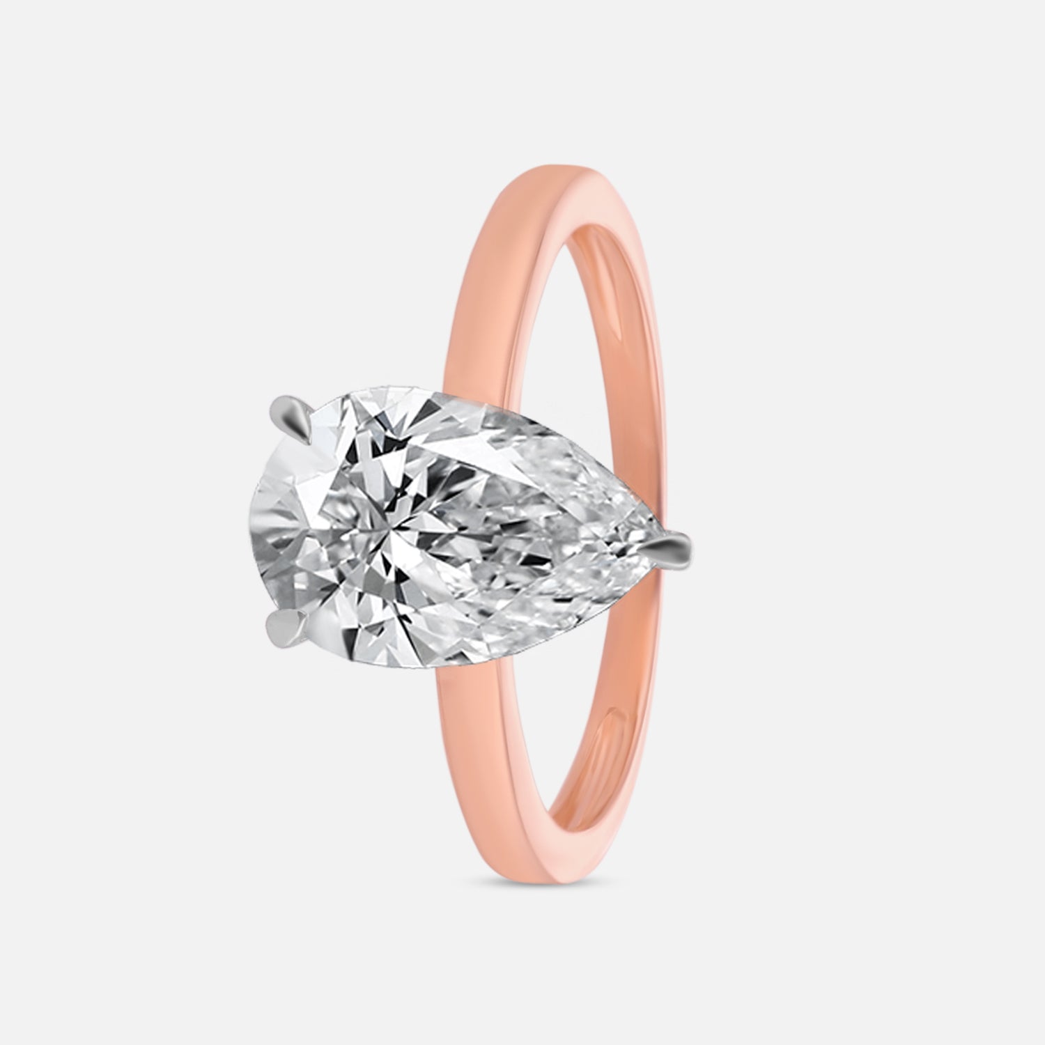 Lab Grown 2.080 Carat Pear Cut Diamond Solitaire Ring in 18 Karat Rose Gold | SKU : 0005053421