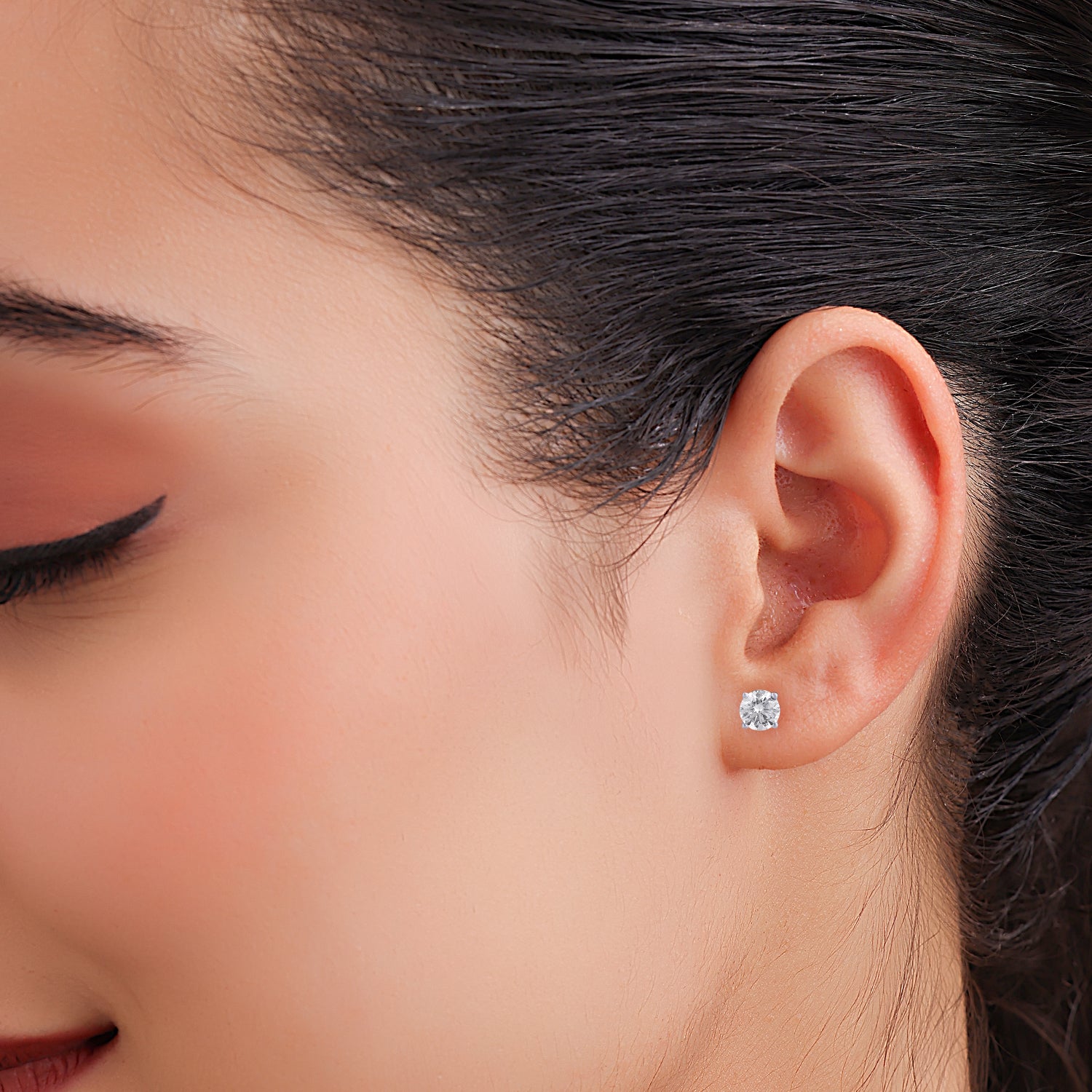 Lab Grown 3.050 Carat Diamond Stud Earrings in 18 Karat Gold | SKU : 0005057276