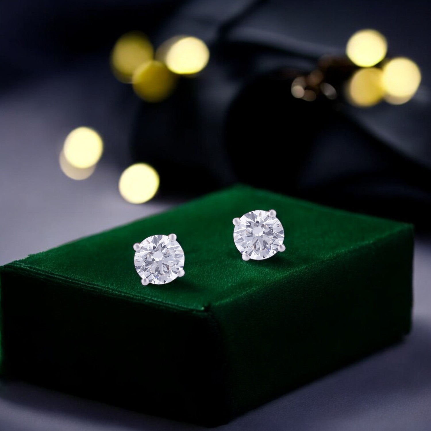 Lab Grown 3.070 Carat Solitaire Diamond Stud Earrings in 18 Karat Gold | SKU : 0005059256