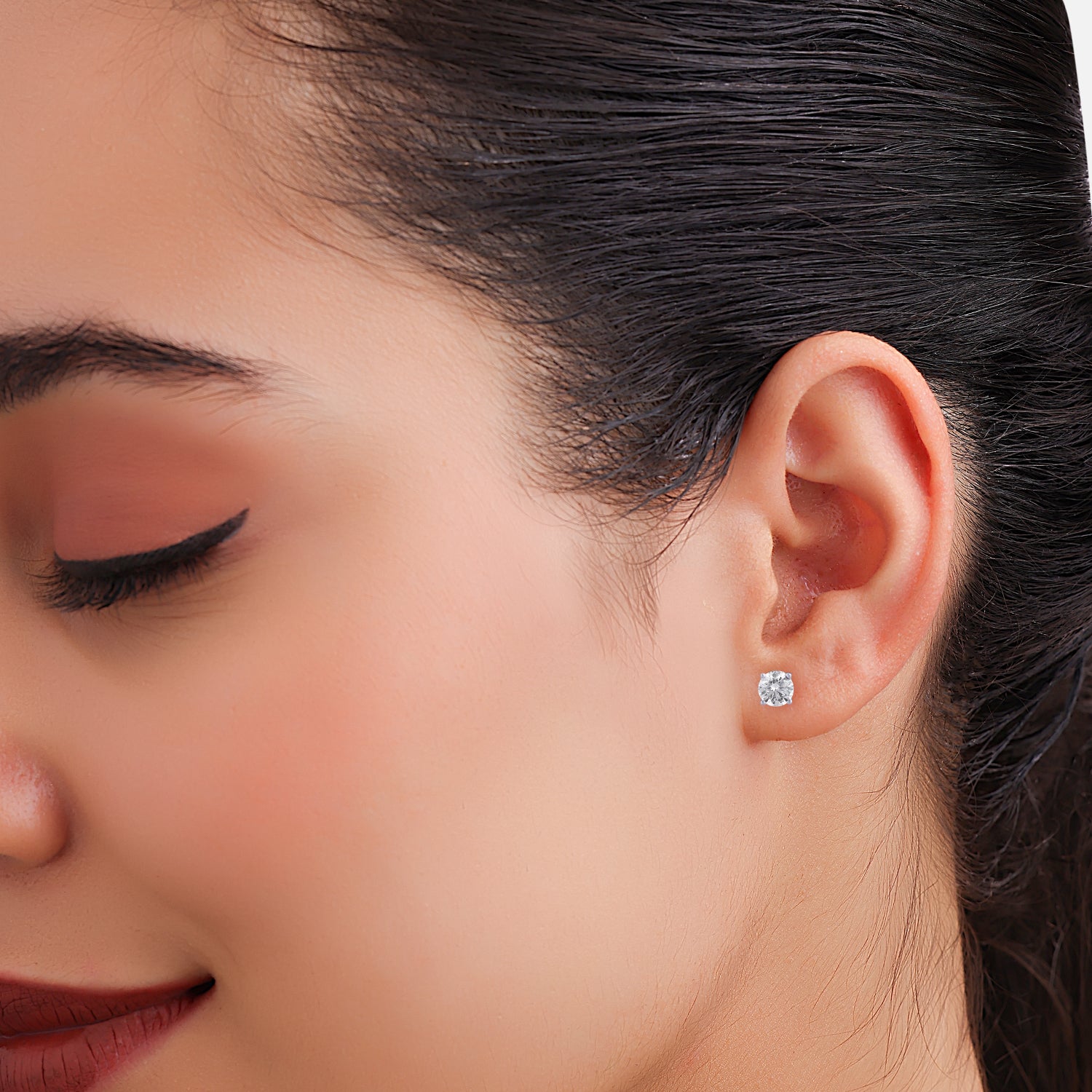 Lab Grown 3.070 Carat Solitaire Diamond Stud Earrings in 18 Karat Gold | SKU : 0005059256