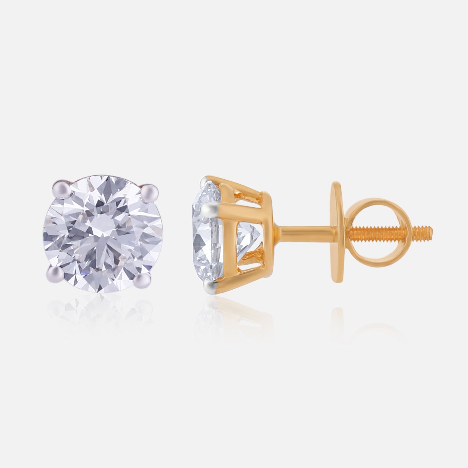 Lab Grown 3.040 Carat Solitaire Diamond Stud Earrings in 18 Karat Gold | SKU : 0005059300
