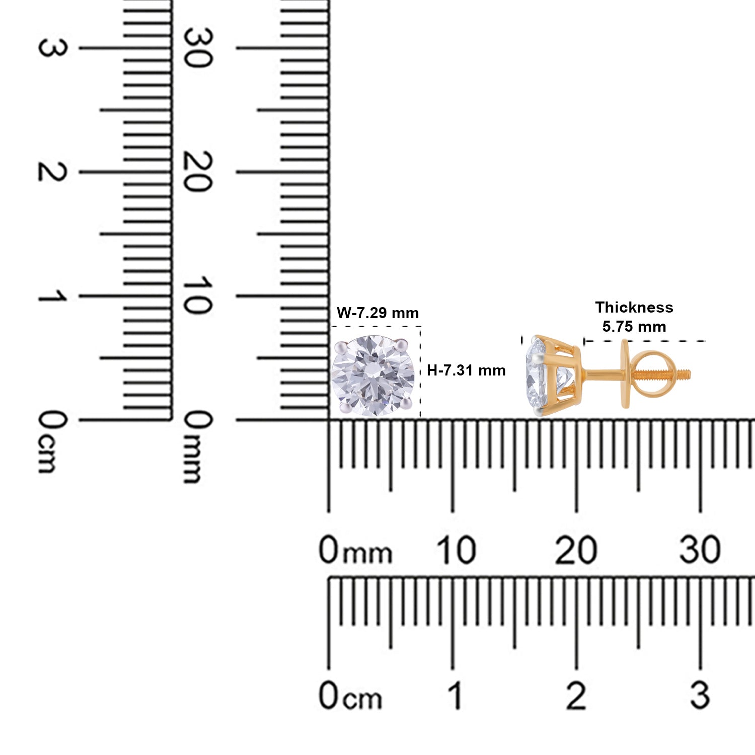 Lab Grown 3.040 Carat Solitaire Diamond Stud Earrings in 18 Karat Gold | SKU : 0005059300