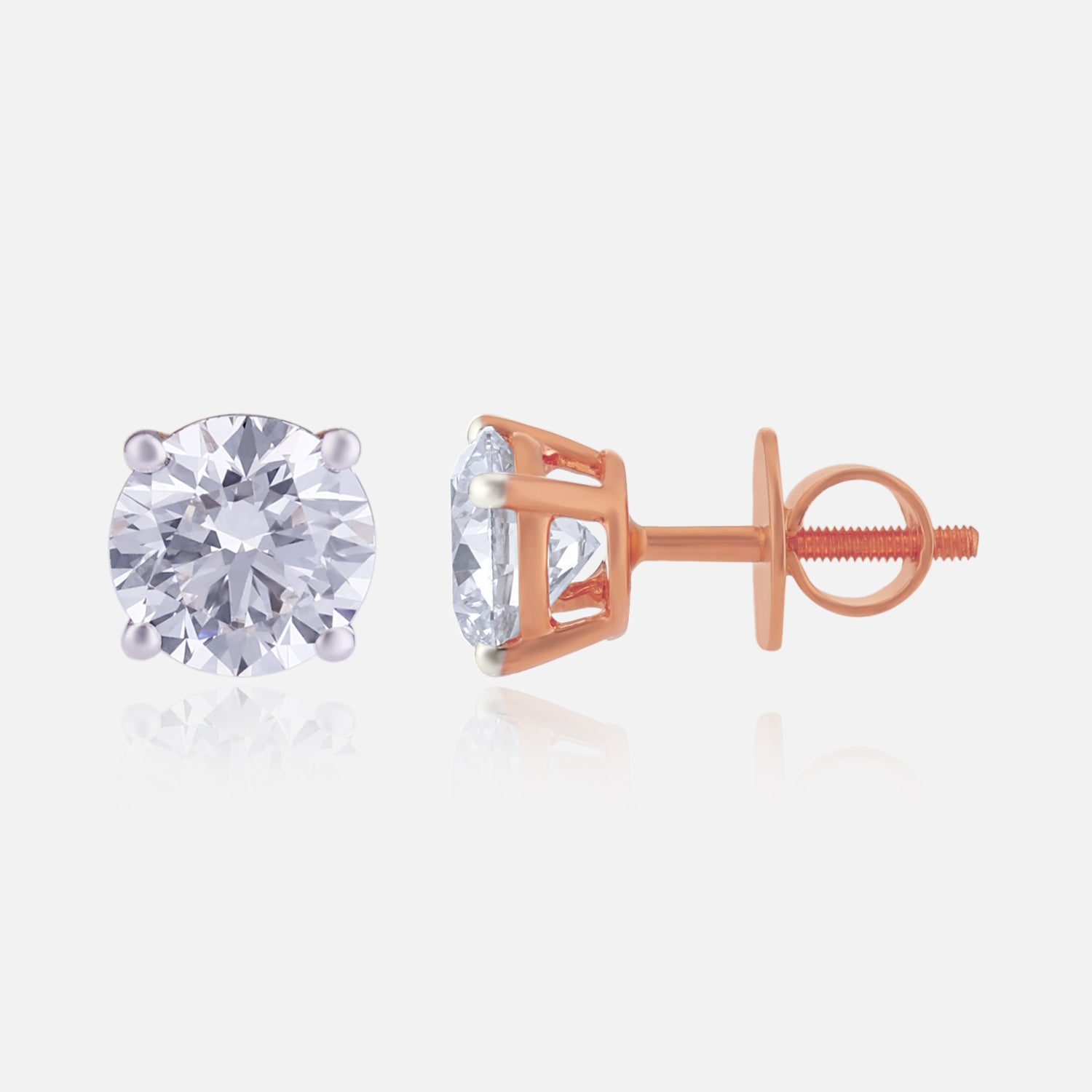 Lab Grown 3.070 Carat Solitaire Diamond Stud Earrings in 18 Karat Gold | SKU : 0005060801
