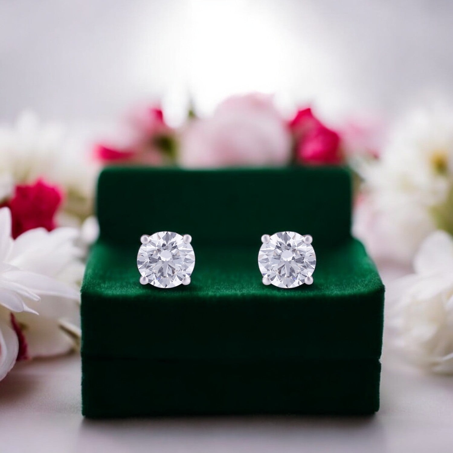 Lab Grown 3.010 Carat Solitaire Diamond Stud Earrings in 18 Karat Gold | SKU : 0005060818