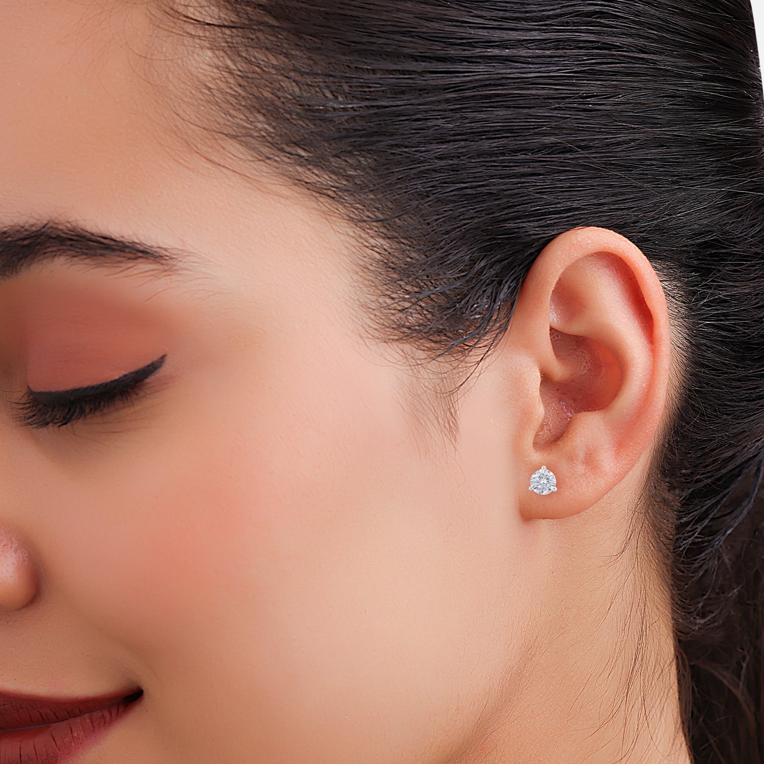 Lab Grown 4.140 Carat Solitaire Diamond Stud Earrings in 18 Karat Gold | SKU : 0005067435