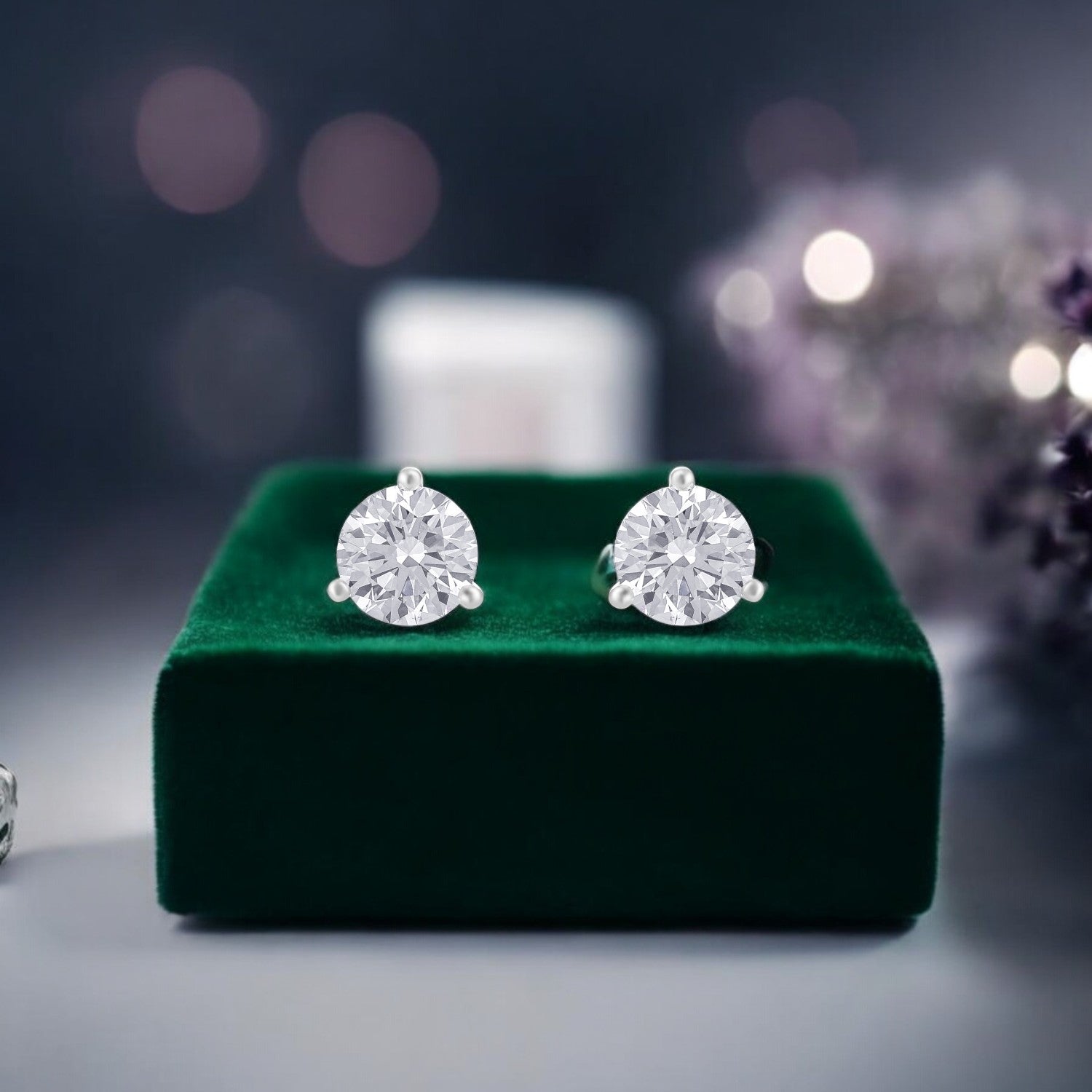 Lab Grown 4.040 Carat Solitaire Diamond Stud Earrings in 18 Karat Gold | SKU : 0005067442