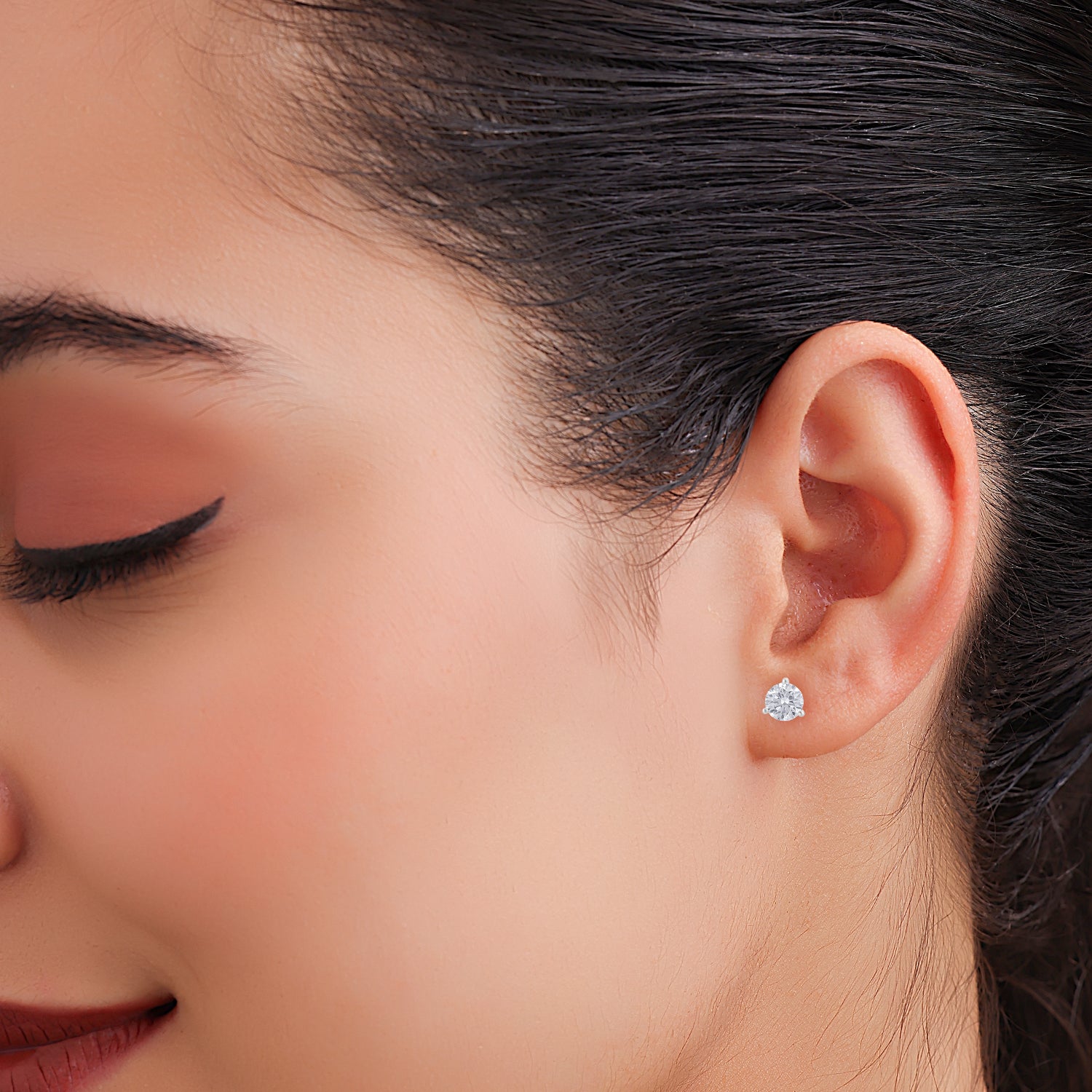 Lab Grown 4.040 Carat Solitaire Diamond Stud Earrings in 18 Karat Gold | SKU : 0005067442