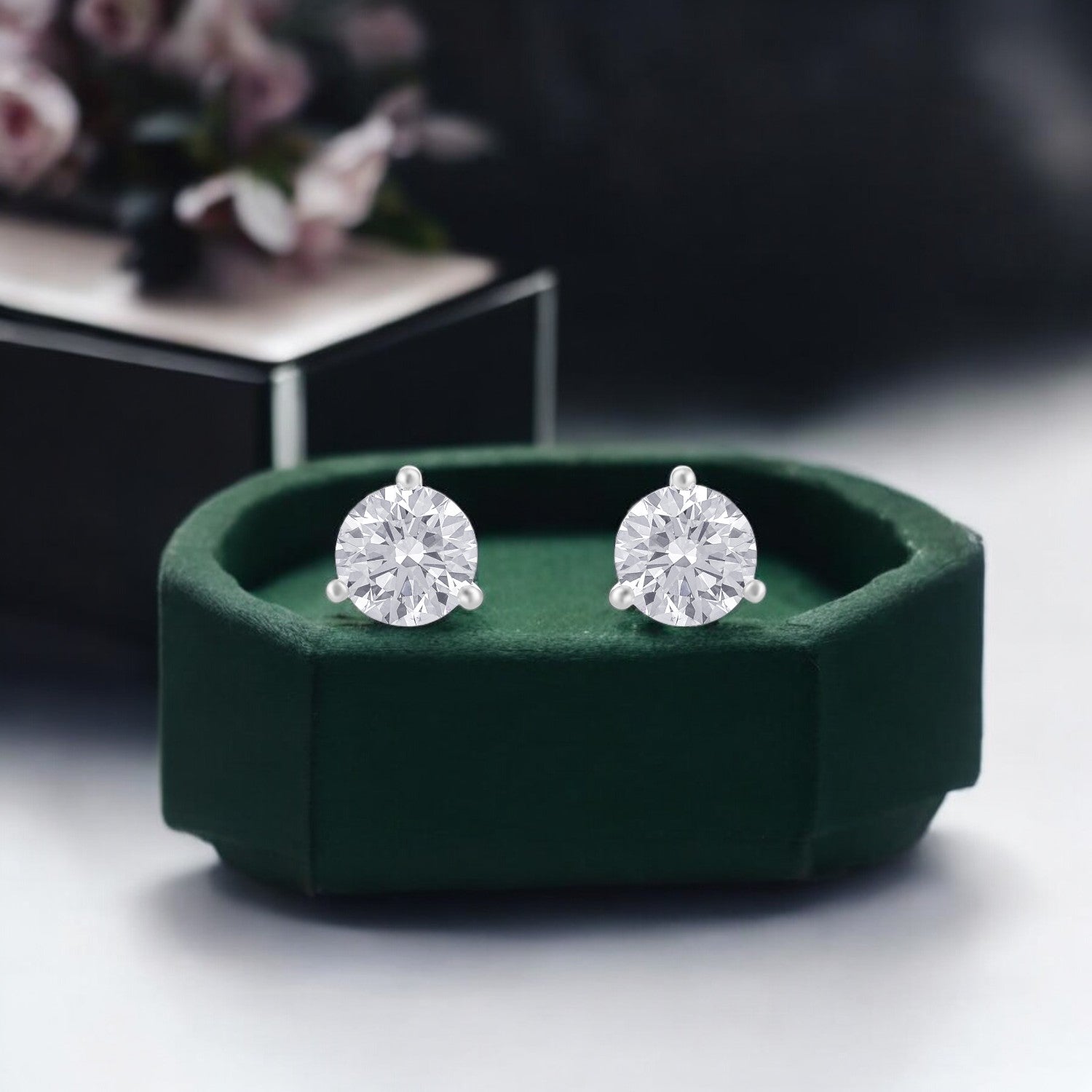 Lab Grown 4.130 Carat Classic Round Brilliant Diamond Stud Earrings | SKU : 0005067459