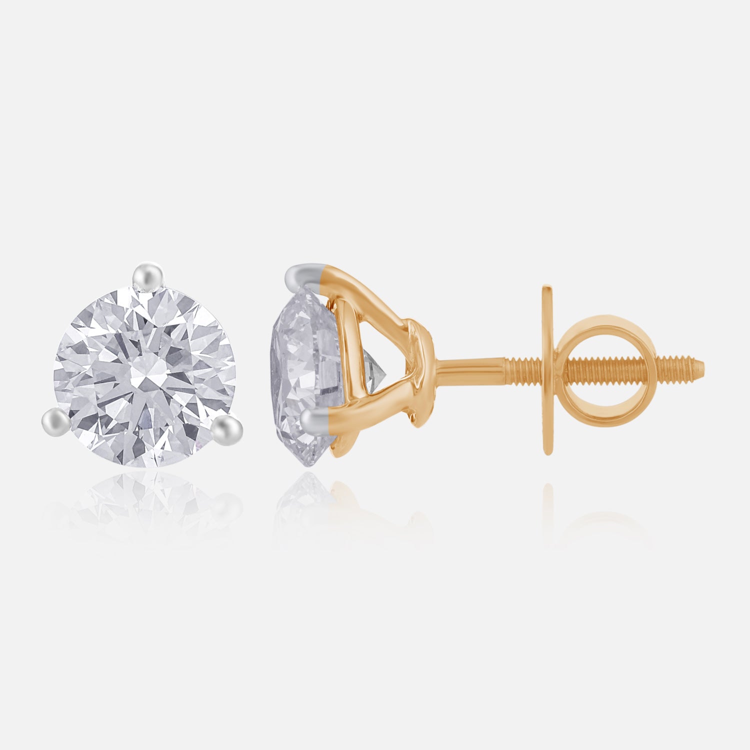 Lab Grown 4.140 Carat Round Brilliant Diamond Stud Earrings in Yellow Gold | SKU : 0005067473