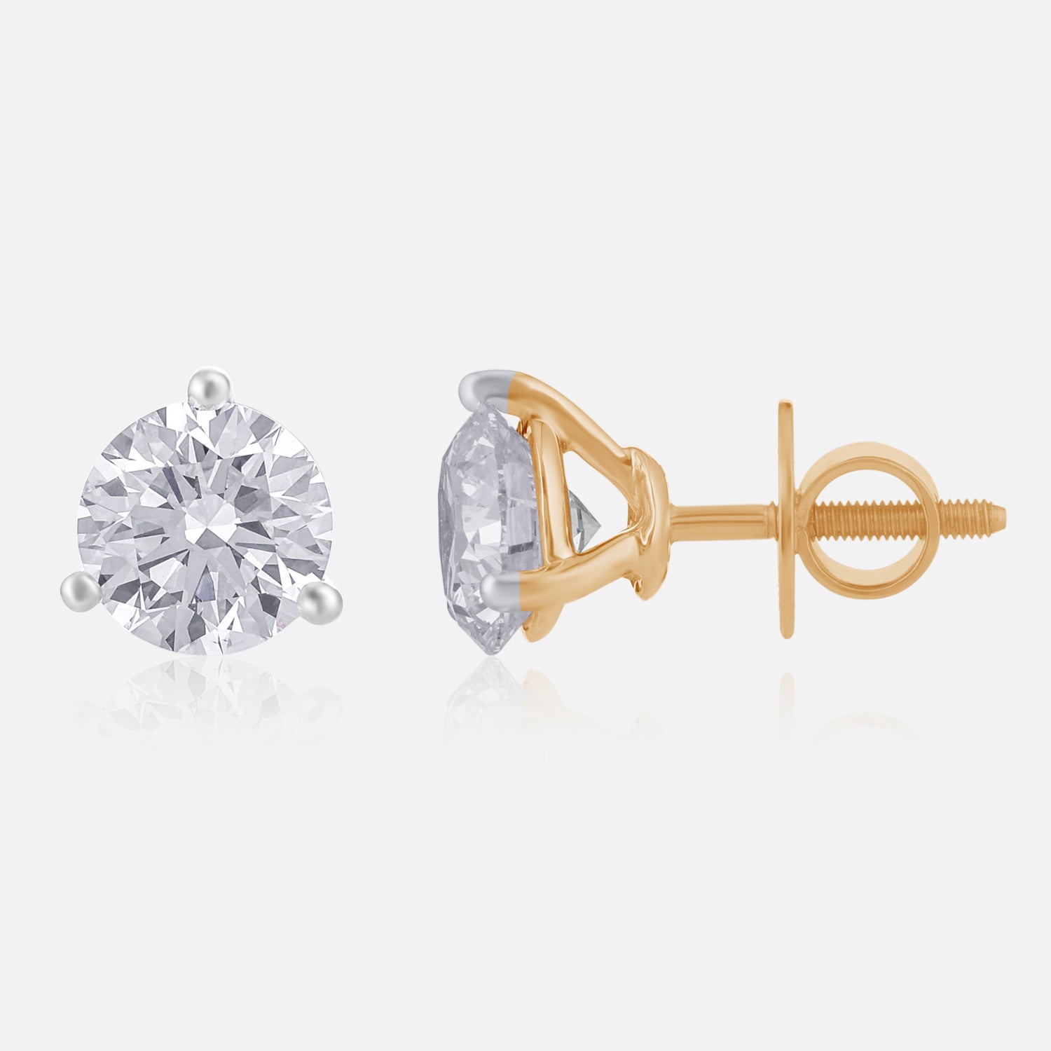 Lab Grown 4.080 Carat Round Brilliant Diamond Stud Earrings in Yellow Gold | SKU : 0005067480