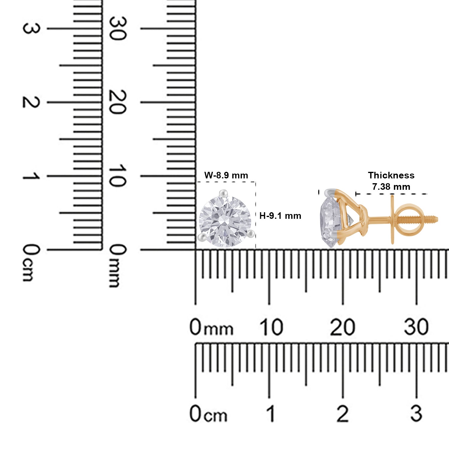 Lab Grown 4.080 Carat Round Brilliant Diamond Stud Earrings in Yellow Gold | SKU : 0005067480