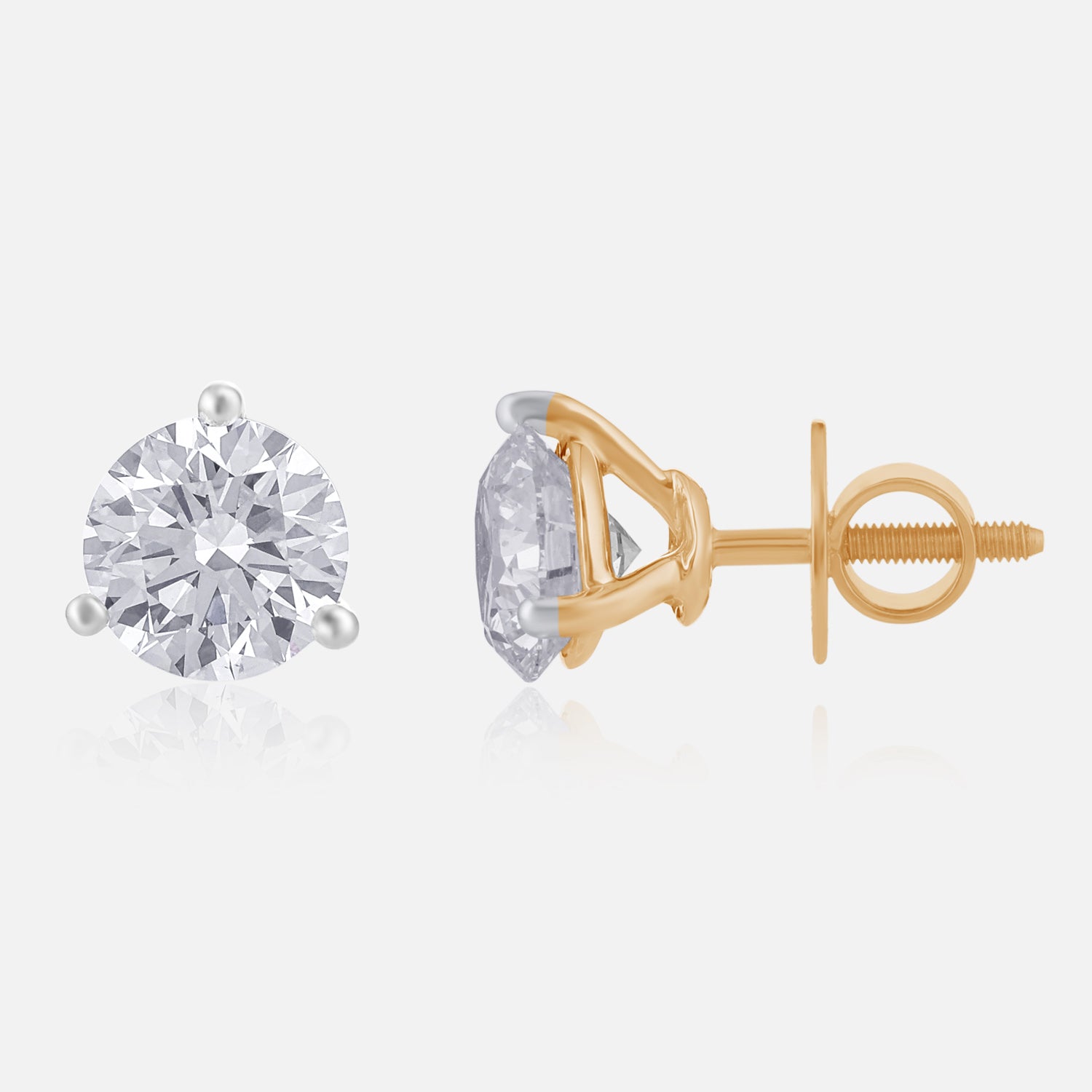 Lab Grown 4.140 Carat Round Brilliant Diamond Stud Earrings in Yellow Gold | SKU : 0005067497