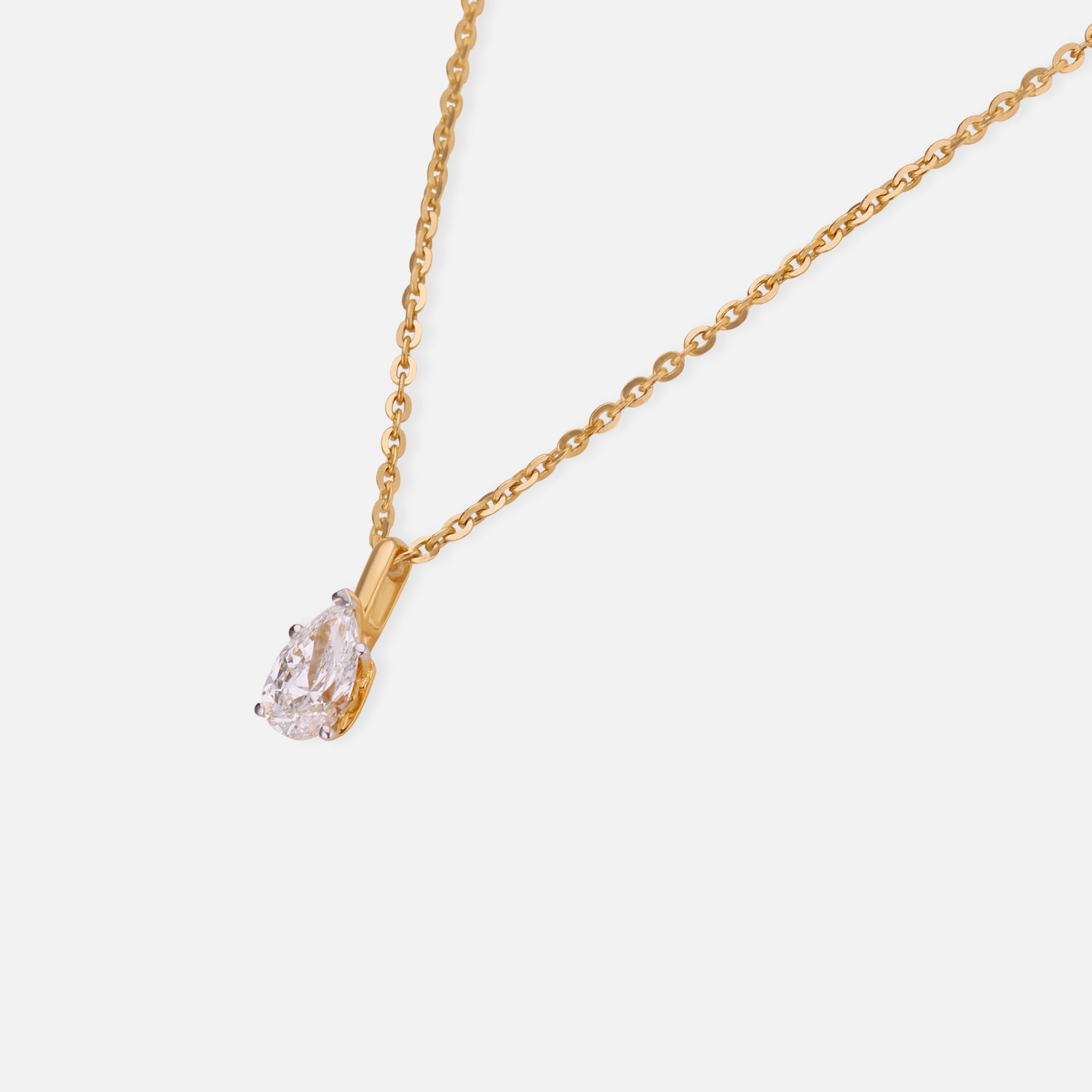 Lab Grown 1.100 Carat Pear Cut Diamond Solitaire Pendant in 18 Karat Yellow Gold | SKU : 0005071159
