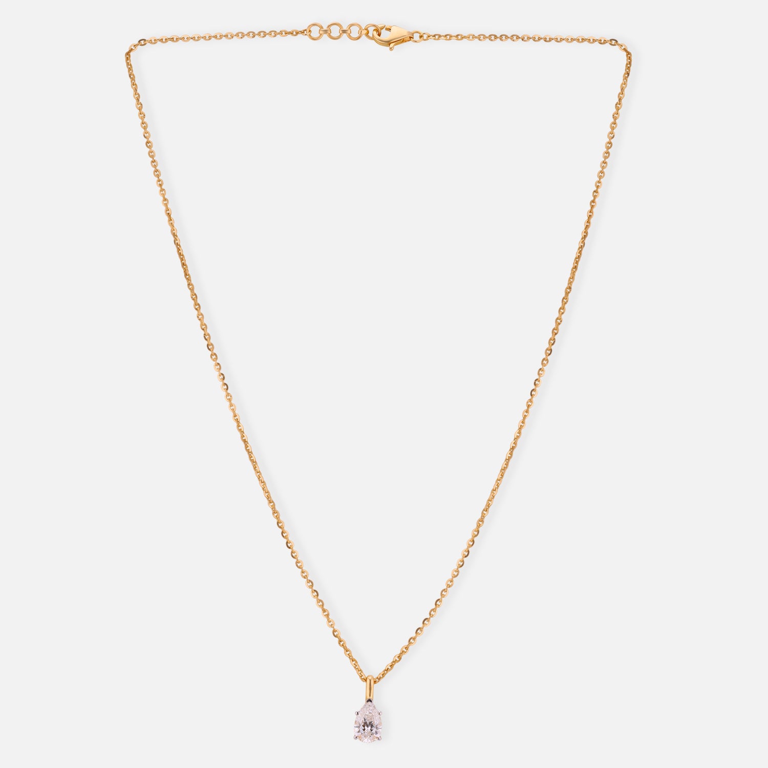 Lab Grown 1.100 Carat Pear Cut Diamond Solitaire Pendant in 18 Karat Yellow Gold | SKU : 0005071159