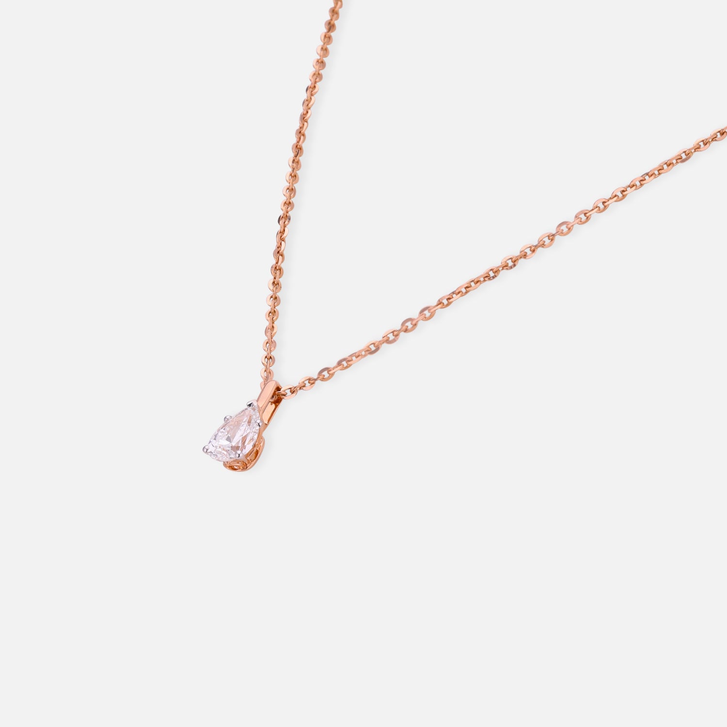Lab Grown 1.100 Carat Pear Cut Diamond Solitaire Pendant in 18 Karat Rose Gold | SKU : 0005071180