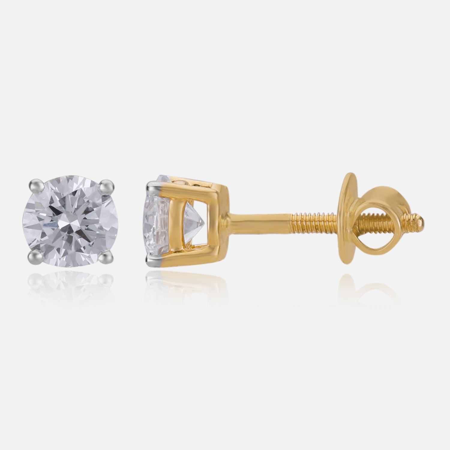 Lab Grown 1.510 Carat Round Brilliant Diamond Stud Earrings in 18 Karat Gold | SKU : 0005096039