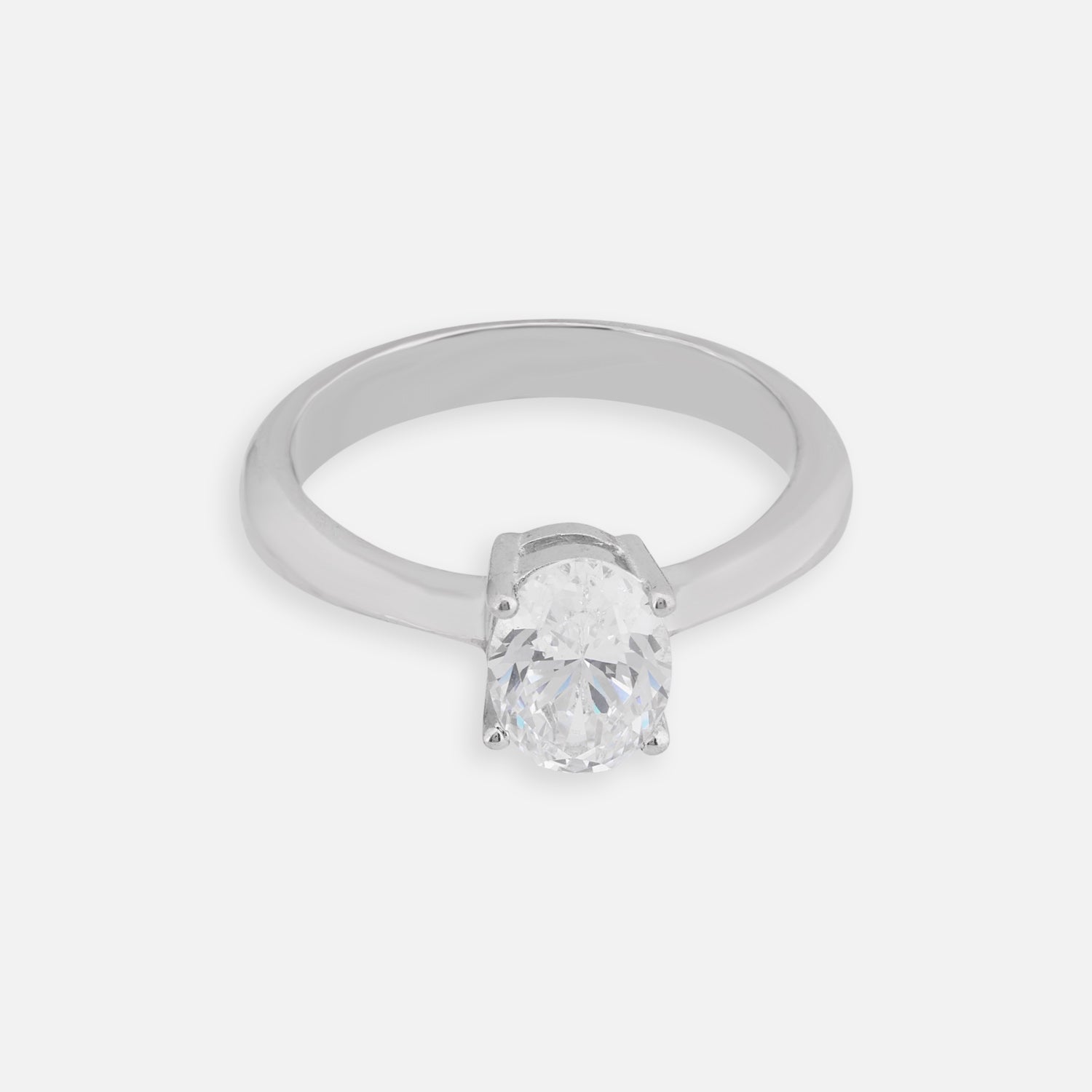 Sterling Silver Oval Solitaire Cubic Zirconia Ring | SKU : 0022596161, 0022596154, 0022596147, 0022596130, 0005476336, 0005485901, 0005476329, 0005476305, 0005476312, 0005479122, 0005479139, 0005479146, 0005479153, 0005485918, 0005485895