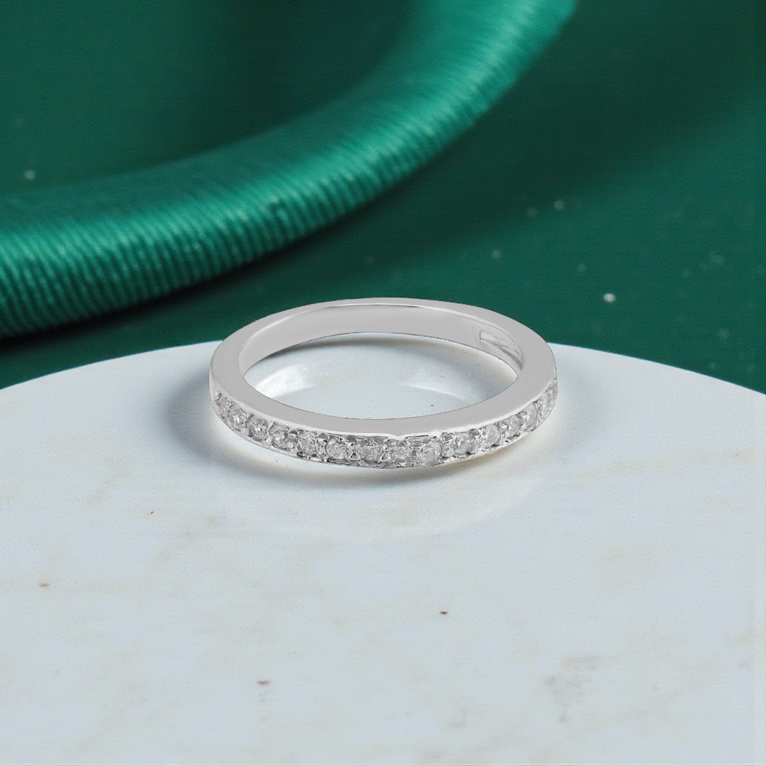 Sterling Silver Half Eternity Cubic Zirconia Band Ring | SKU : 0022596307, 0022596291, 0022596284, 0022596277, 0005485581, 0005476459, 0005485604, 0005476442, 0005476435, 0005485598, 0005479412, 0005485611, 0005479382, 0005479405, 0005479399