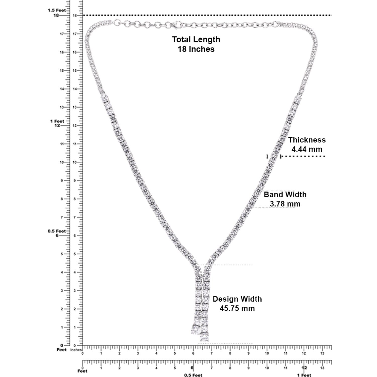 Sterling Silver CZ Tassel Drop Y Necklace | SKU: 0005748006