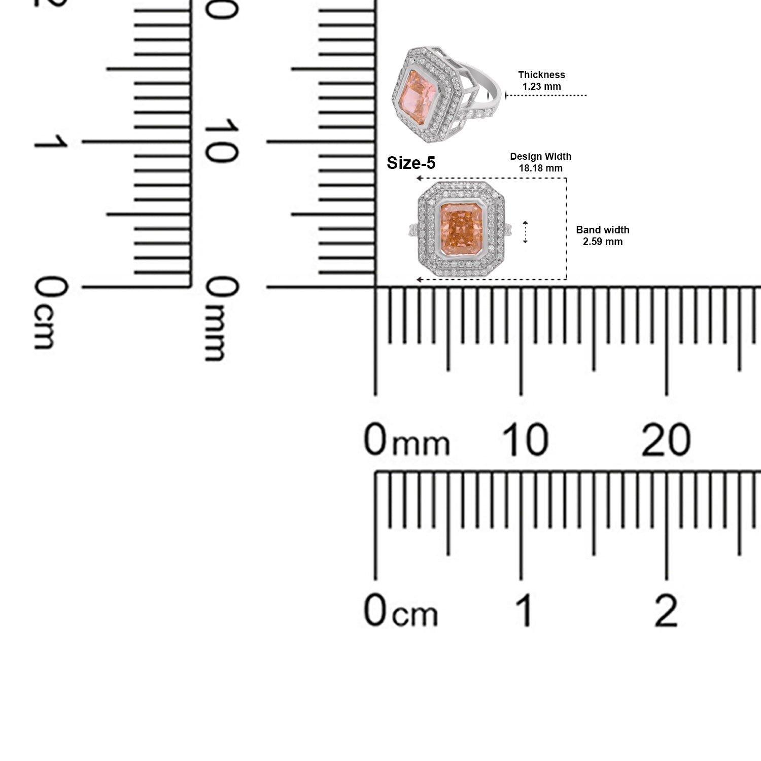 Elegant Sterling Silver Octagonal Halo Ring with Peach Cubic Zirconia | SKU: 0005748112, 0005758081, 0022629067