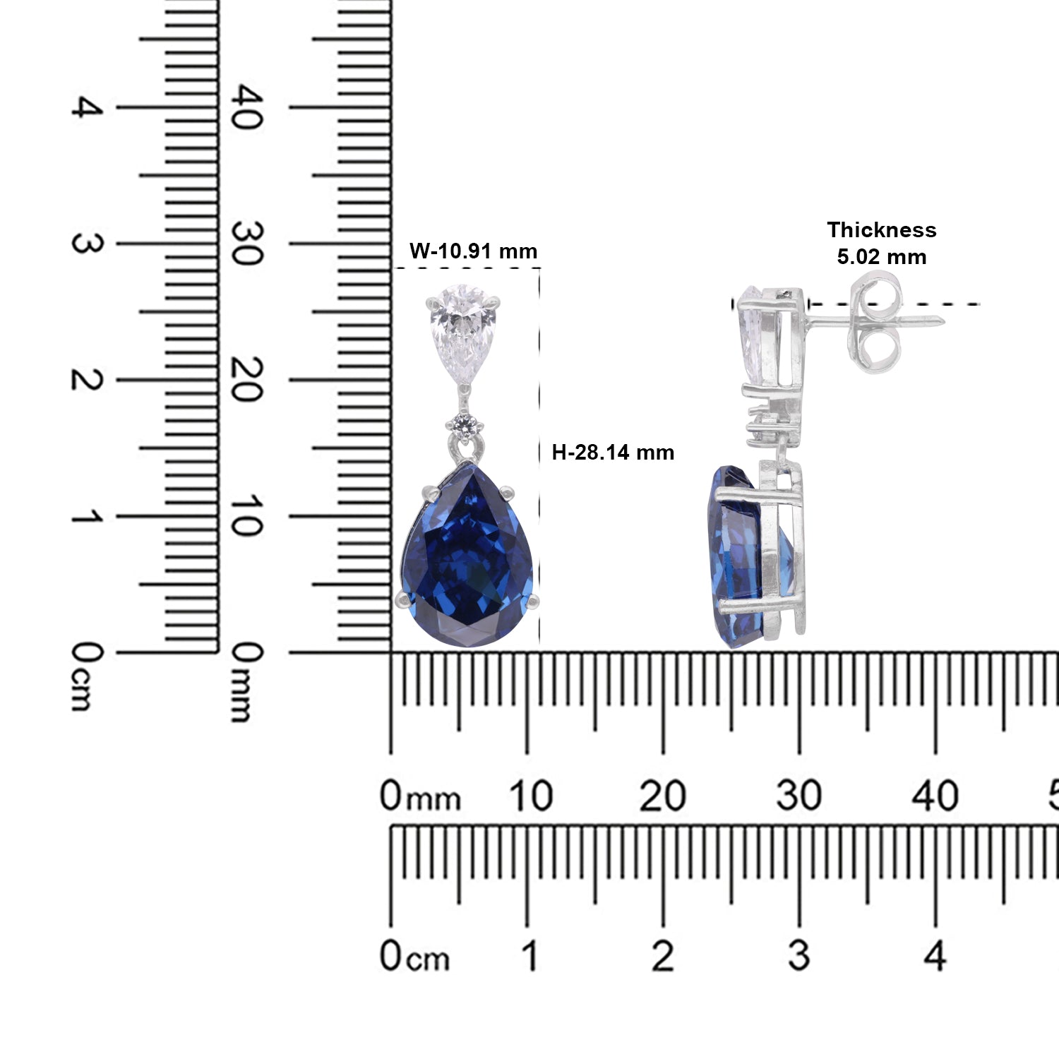 Sterling Silver Blue Teardrop Cubic Zirconia Drop Earrings | SKU: 0005749720