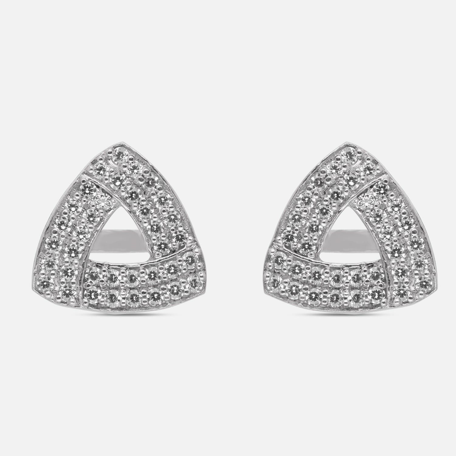 Geometric Triangle Pave Cubic Zirconia Stud Earrings in Sterling Silver | SKU: 0005750085, 0022628466, 0022628473