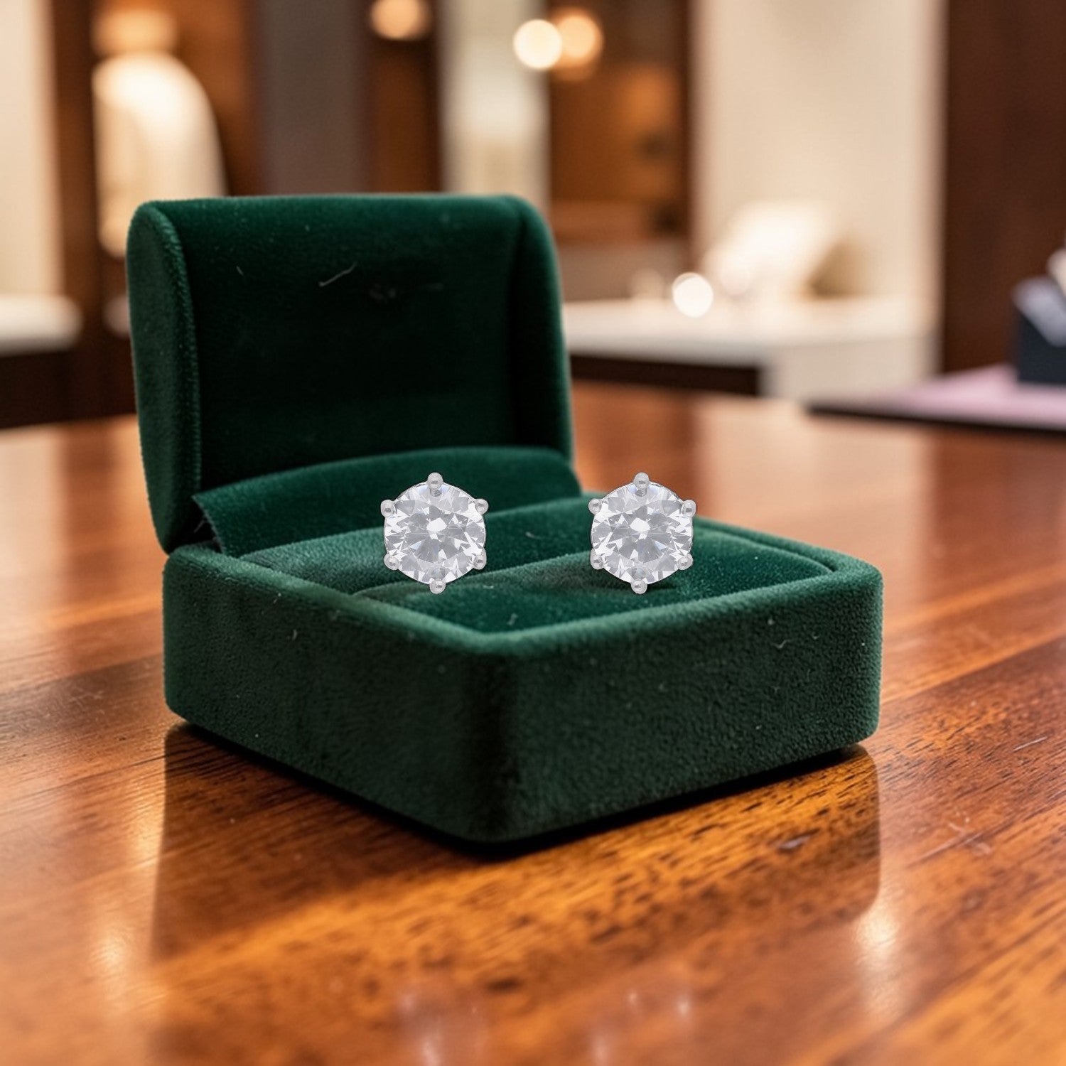 Classic Round Cubic Zirconia Stud Earrings in Sterling Silver | SKU: 0005750443, 0022628596, 0005750436