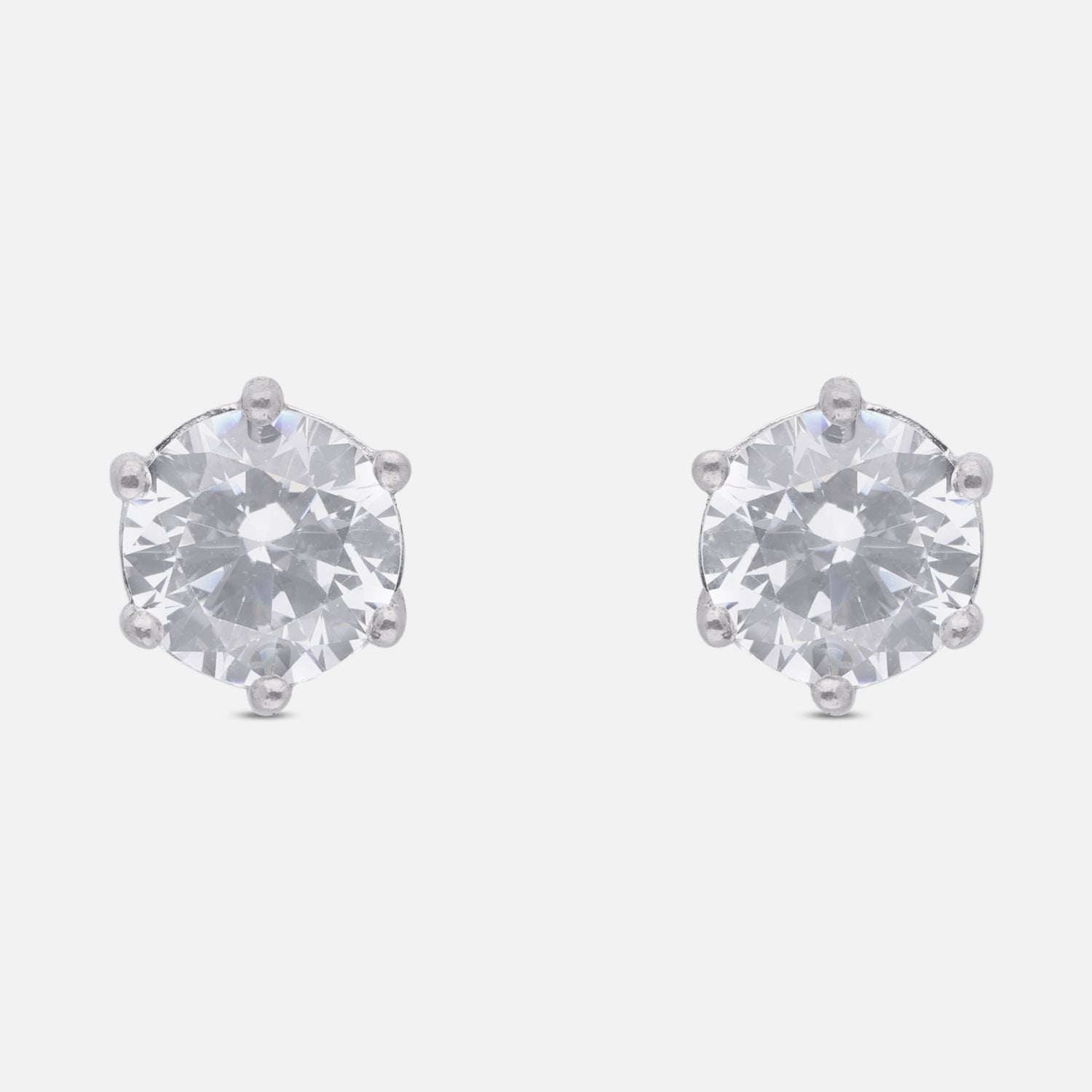 Classic Round Cubic Zirconia Stud Earrings in Sterling Silver | SKU: 0005750443, 0022628596, 0005750436