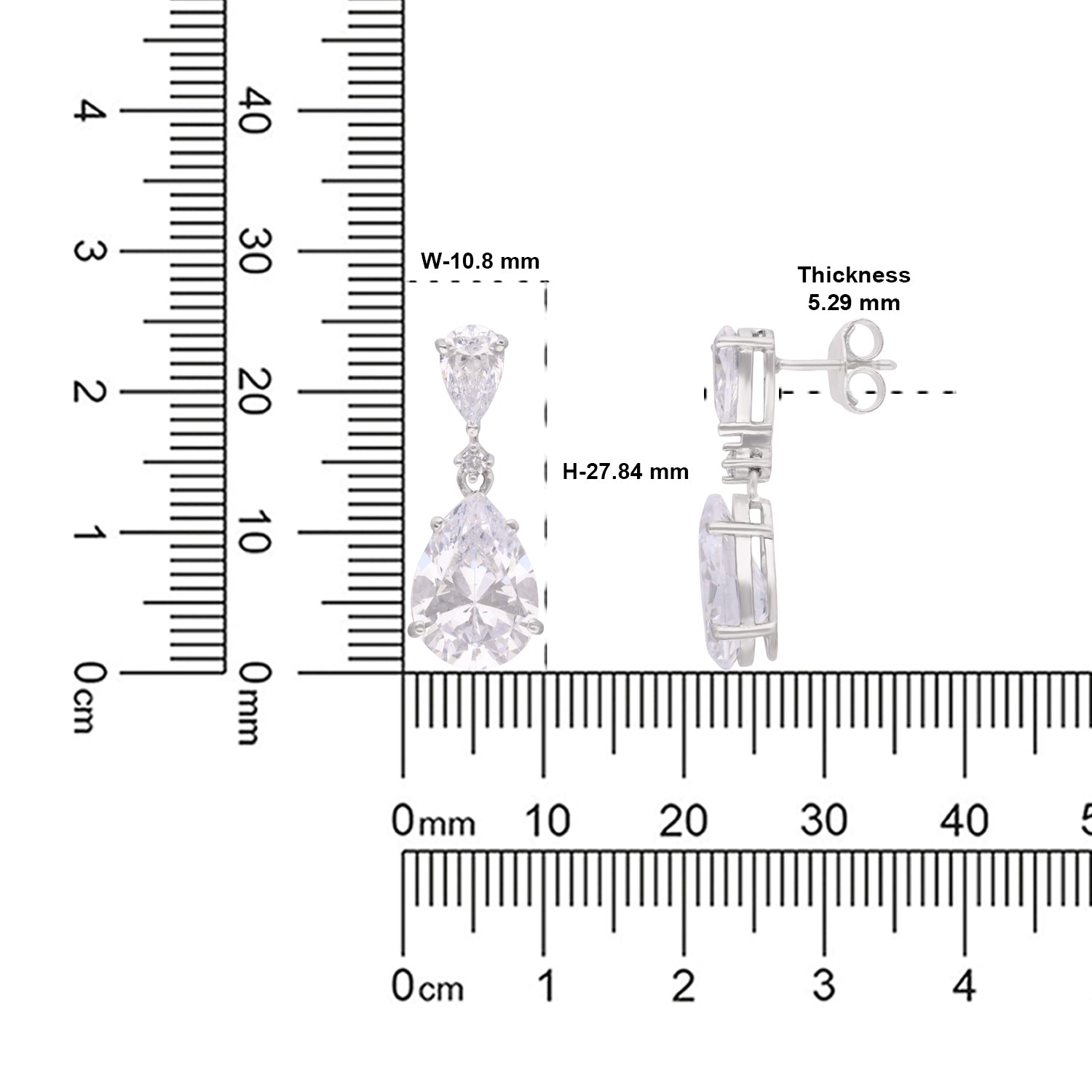 Sterling Silver Classic Teardrop Cubic Zirconia Drop Earrings | SKU: 0005757084