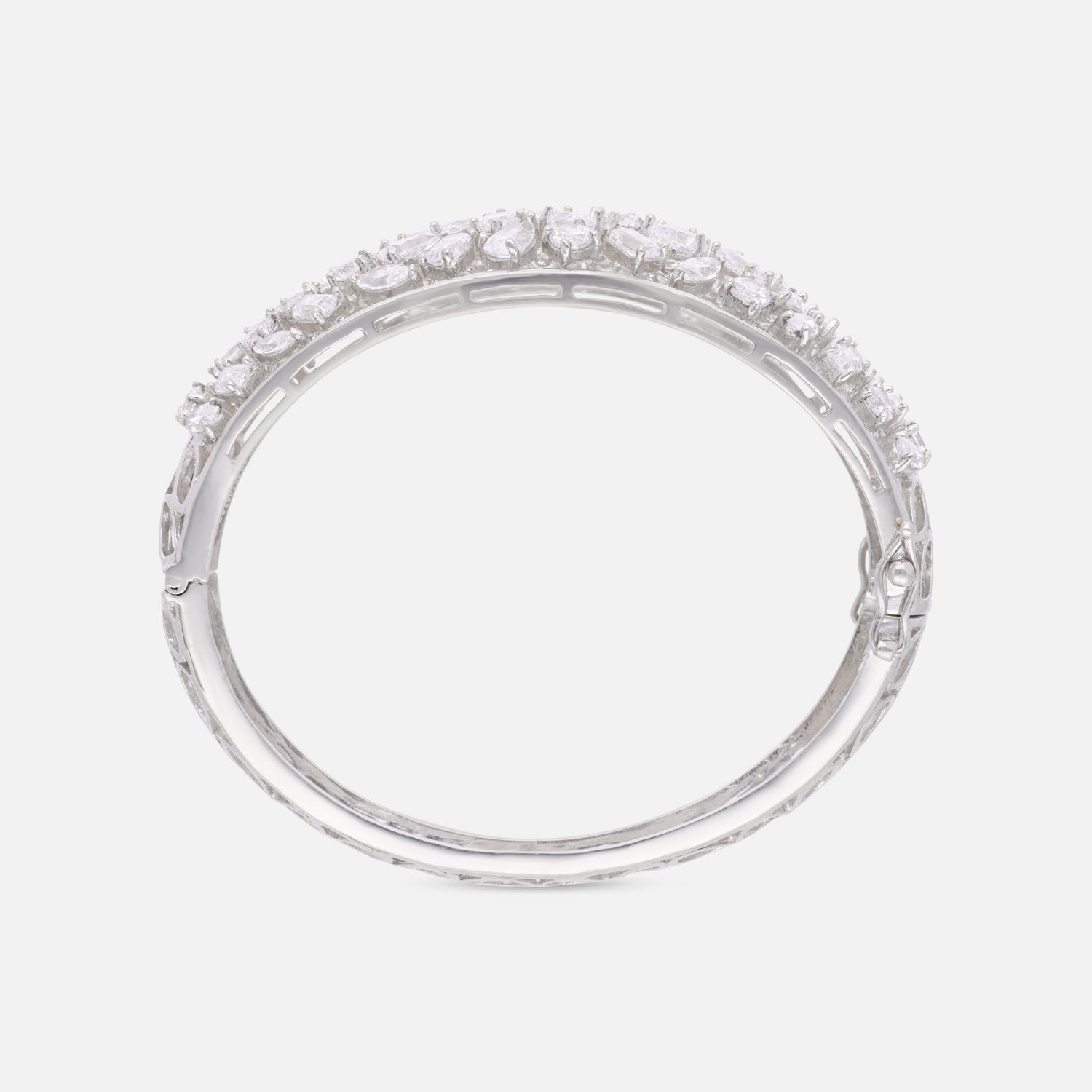 Sterling Silver Cubic Zirconia Multi-Cut Openwork Bangle | SKU: 0005757107, 0005749737, 0005748273