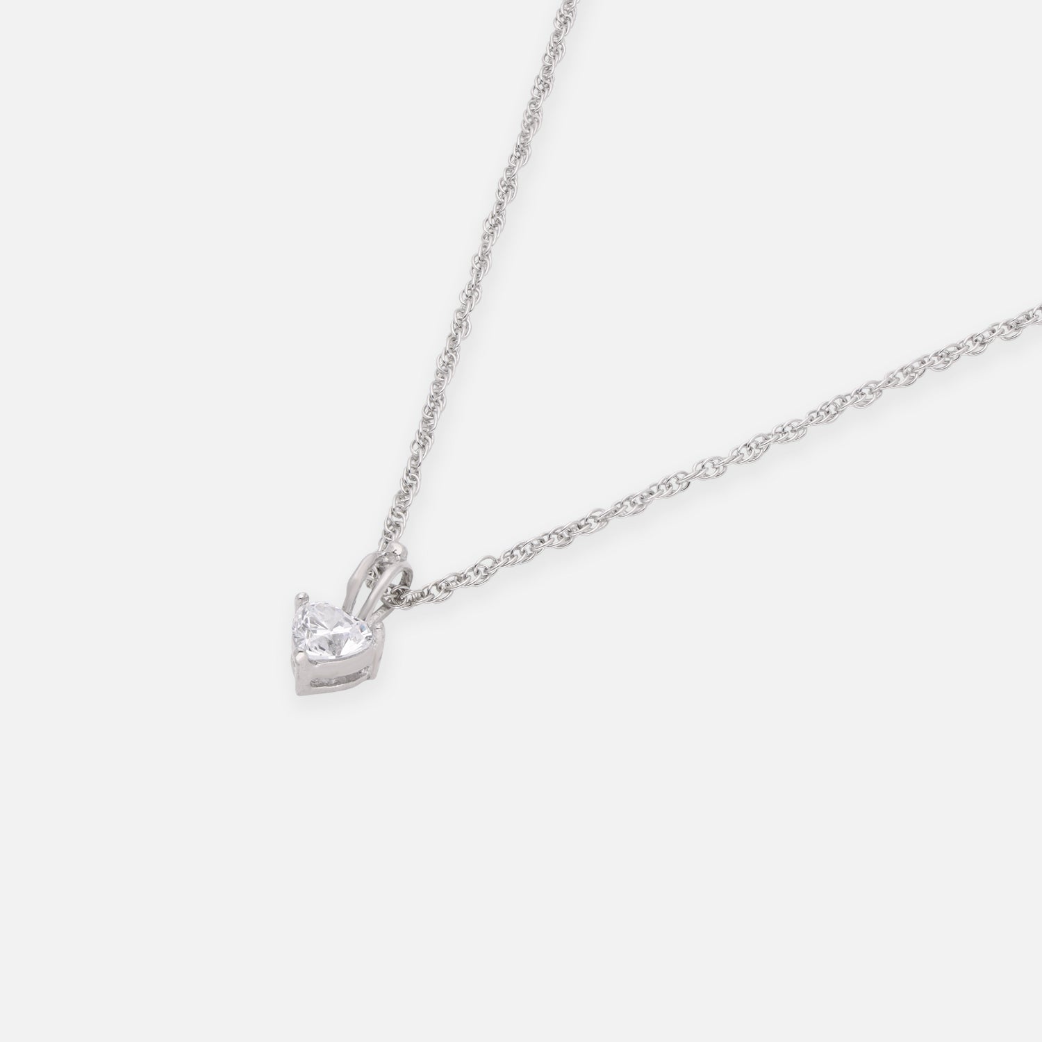 Sterling Silver Solitaire Heart CZ Pendant with Chain | SKU: 0005757299
