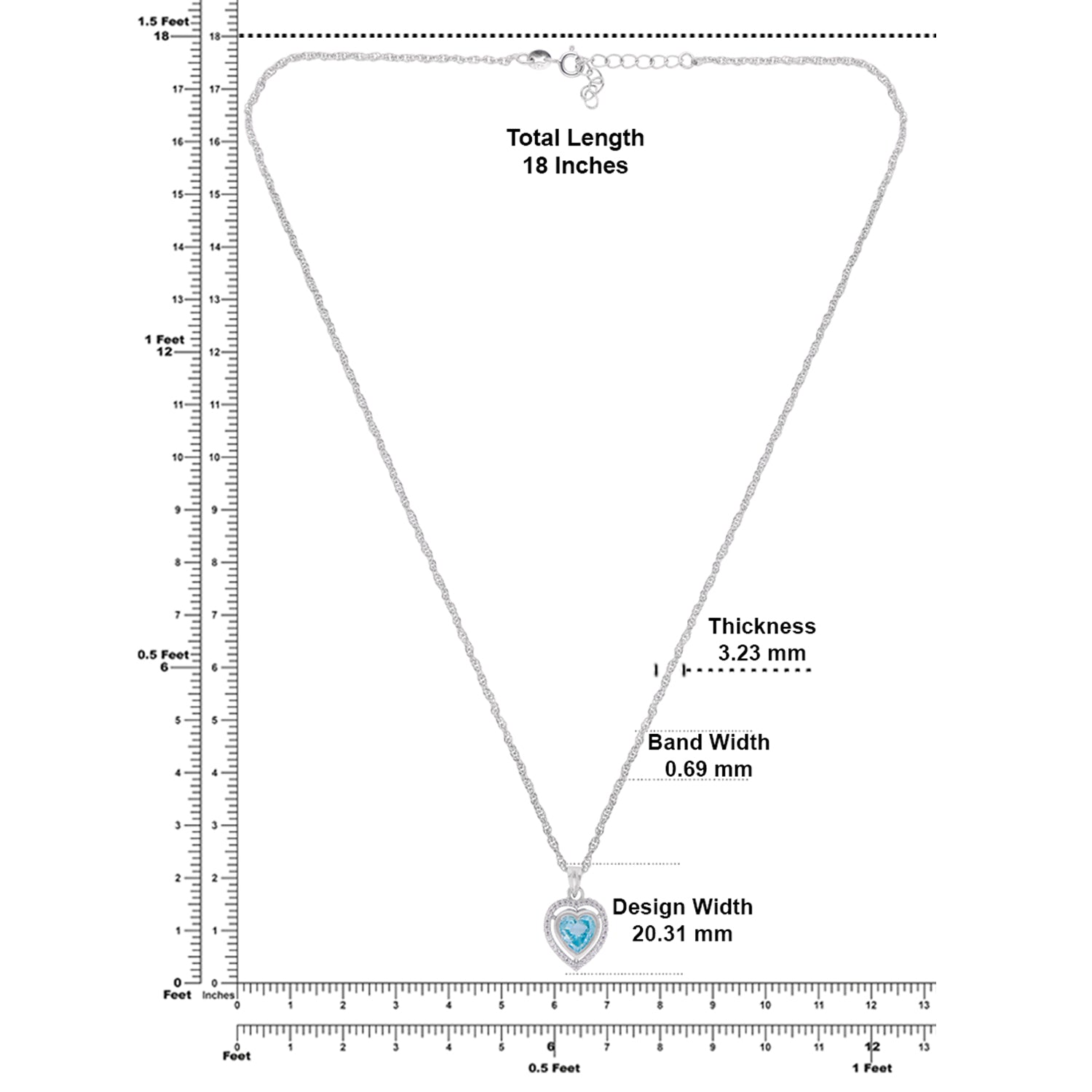 Sterling Silver Sky Blue CZ Double Halo Heart Pendant with Chain | SKU: 0005757374, 0005750016, 0022628411, 0005757473