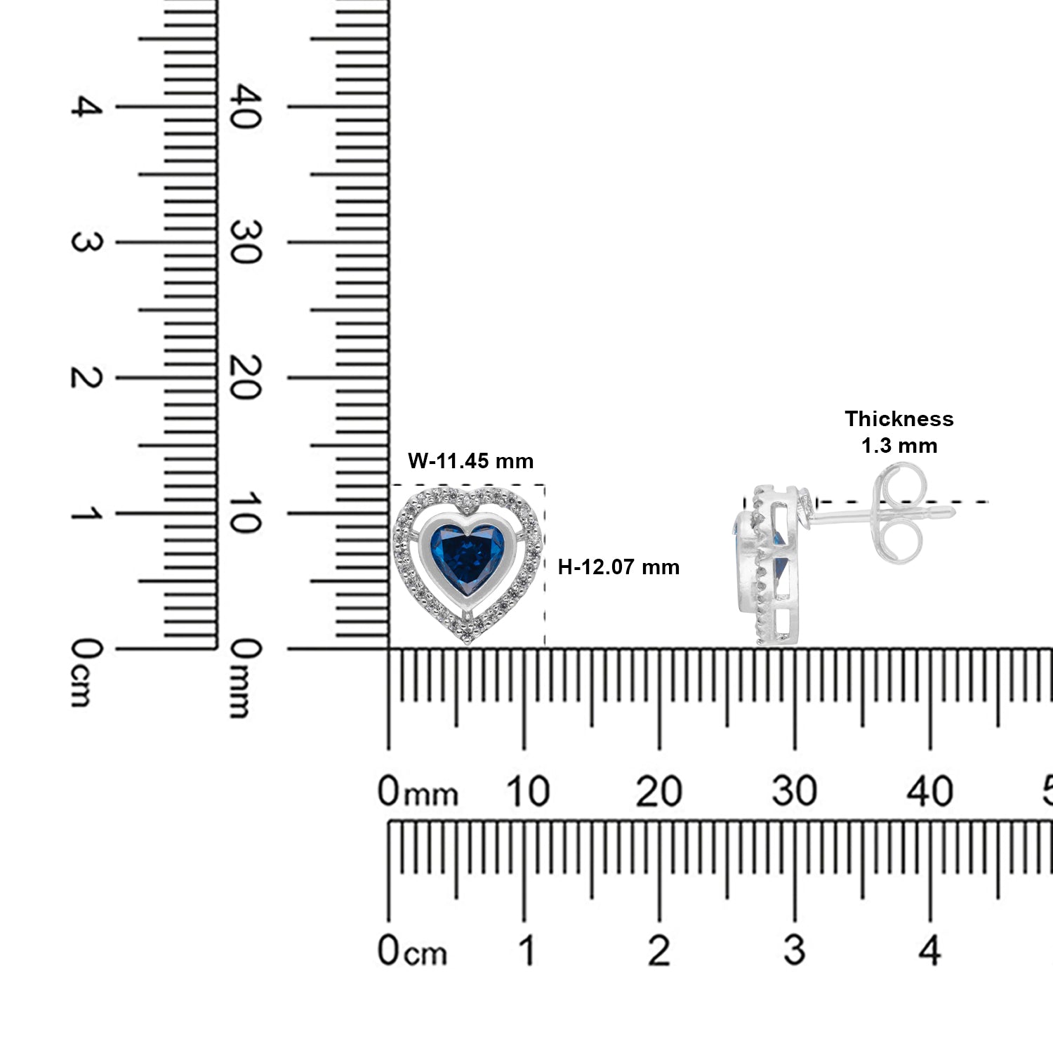 Sterling Silver Blue Heart Cubic Zirconia Halo Stud Earrings | SKU: 0005757404, 0005757428, 0022628367, 0005750047
