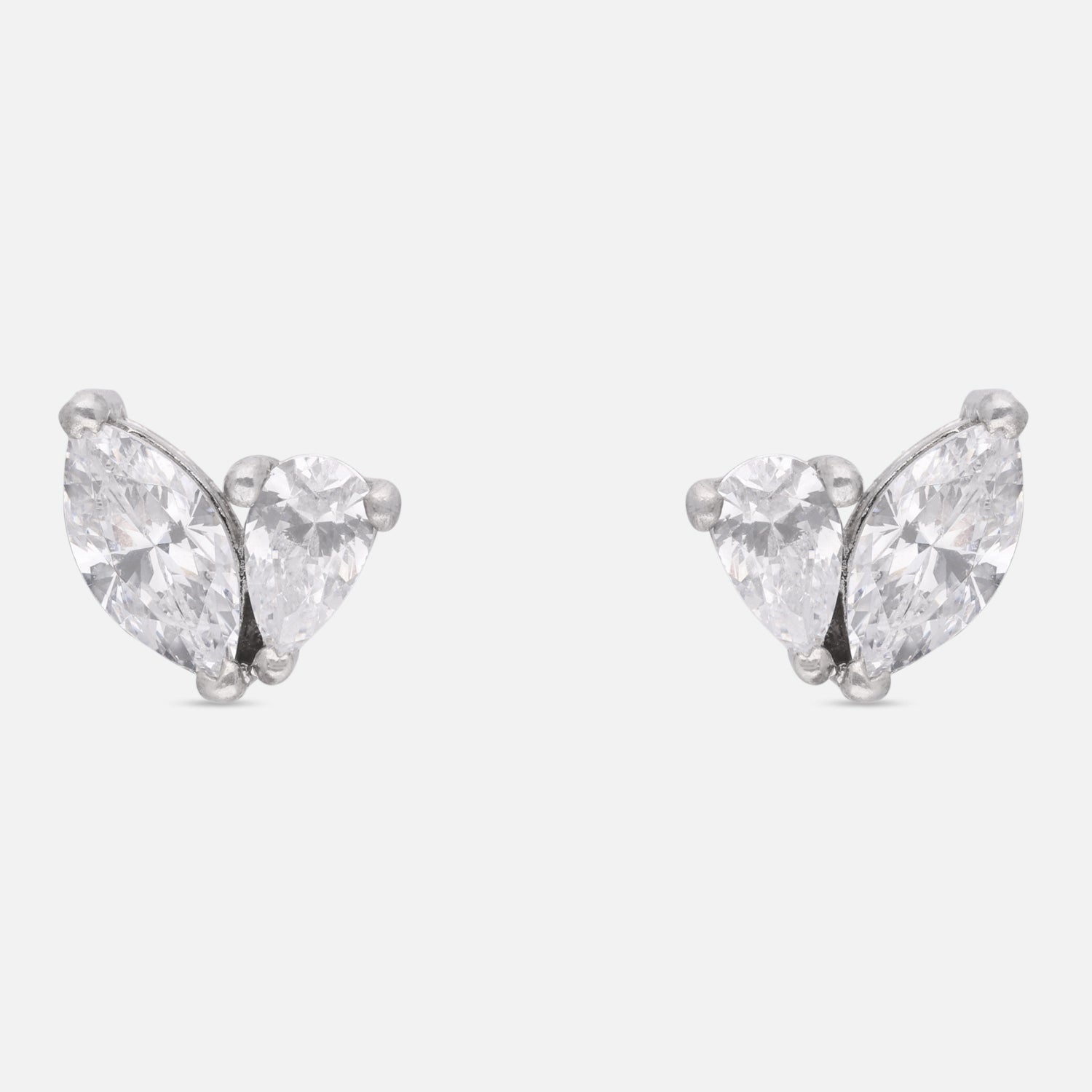 Dual Pear Cut Cubic Zirconia Stud Earrings in Sterling Silver | SKU: 0005757527, 0005750061, 0022628442