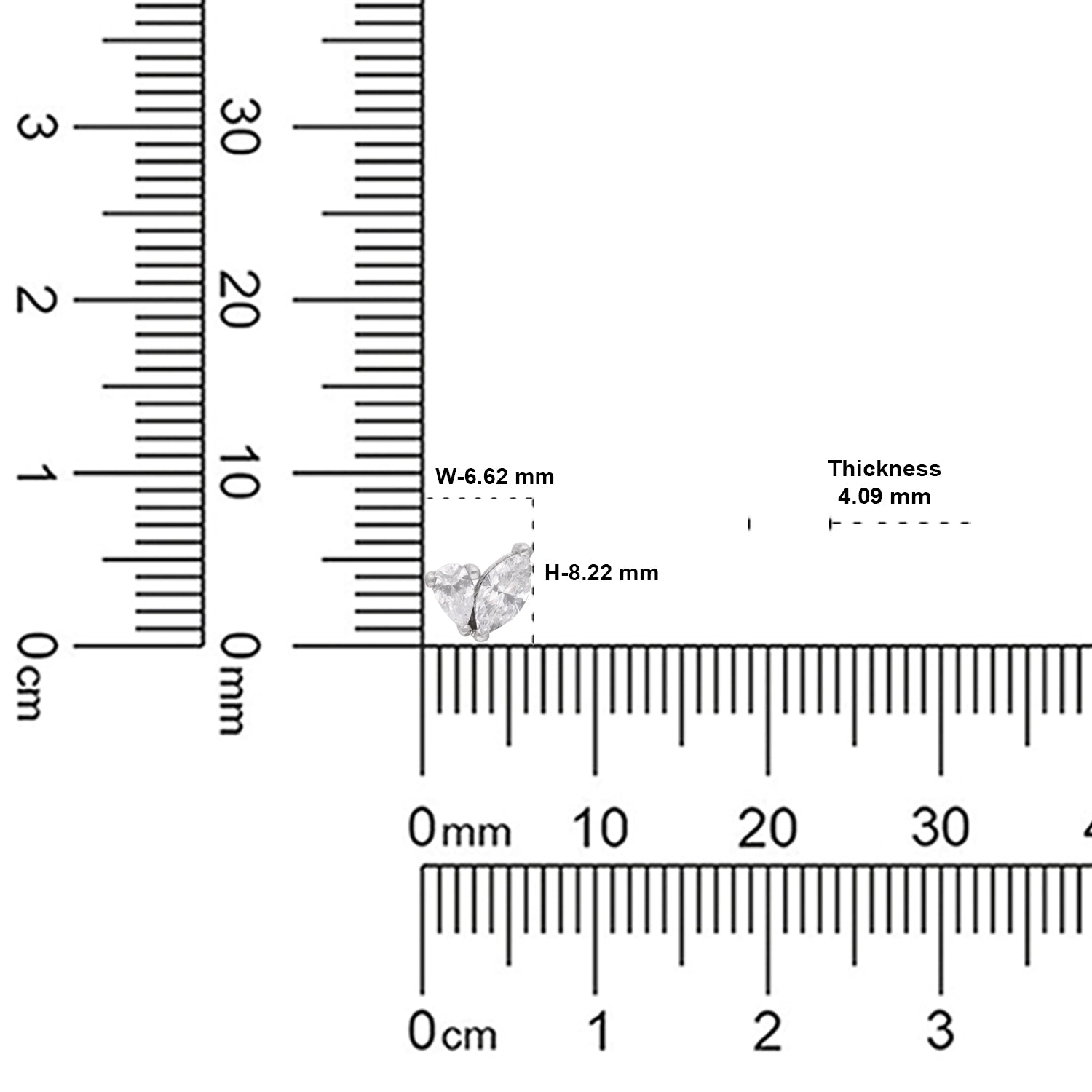 Dual Pear Cut Cubic Zirconia Stud Earrings in Sterling Silver | SKU: 0005757527, 0005750061, 0022628442