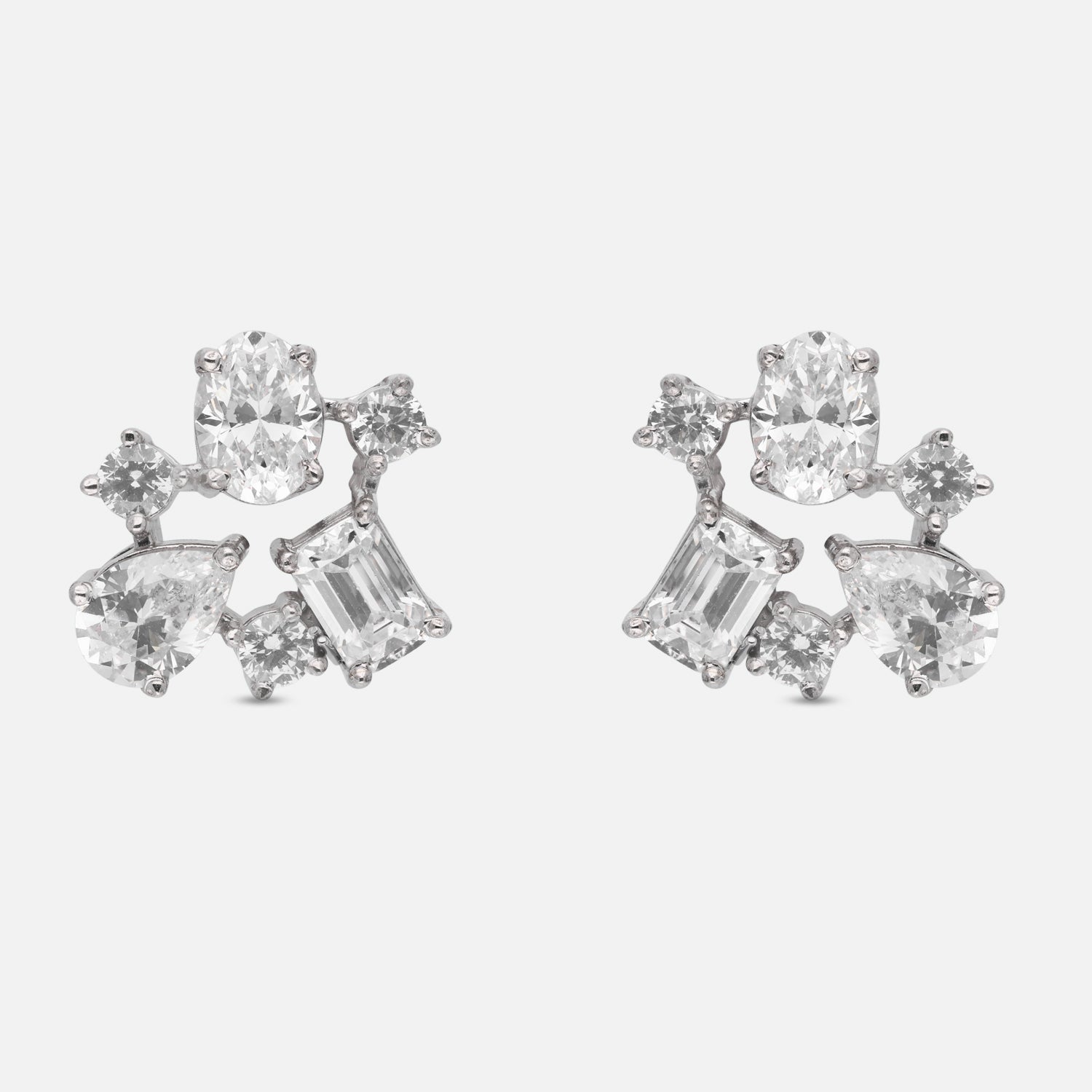 Linear Trio Cubic Zirconia Drop Stud Earrings in Sterling Silver | SKU: 0005757749, 0005750283, 0022628732