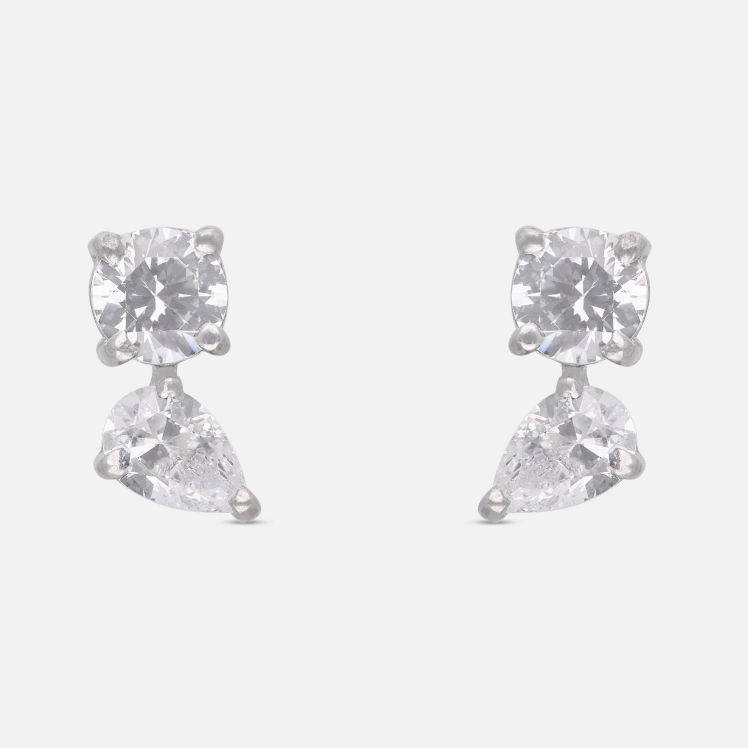 Round & Pear Cut Cubic Zirconia Drop Stud Earrings in Sterling Silver | SKU: 0005757657, 0022628572, 0005757664