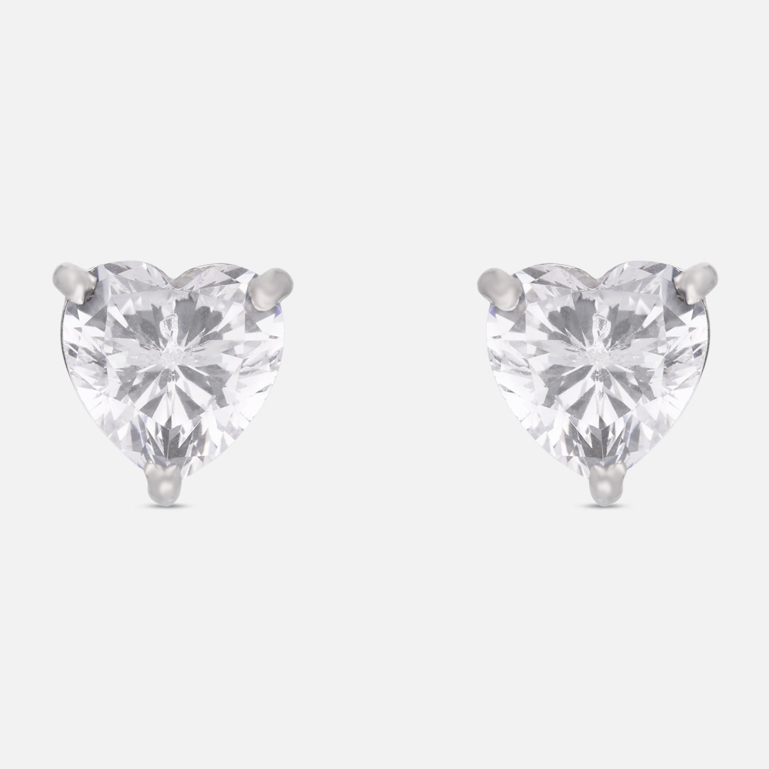 Classic Heart Cut Cubic Zirconia Solitaire Stud Earrings in Sterling Silver | SKU: 0005757688 0,005750214, 0005750207