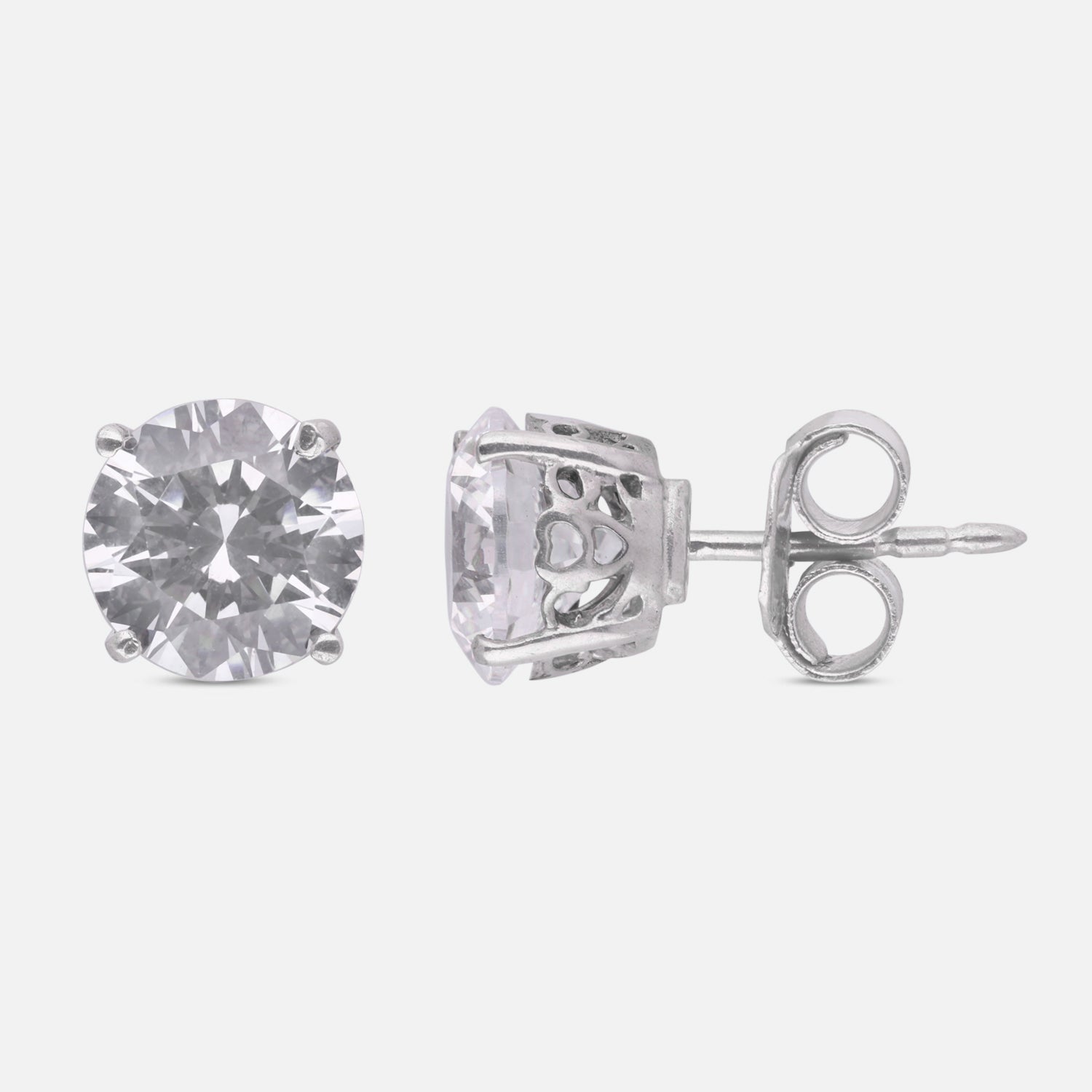 Classic Round Solitaire Diamond Stud Earrings in White Gold | SKU: 0005757725, 0022628718, 0005750269