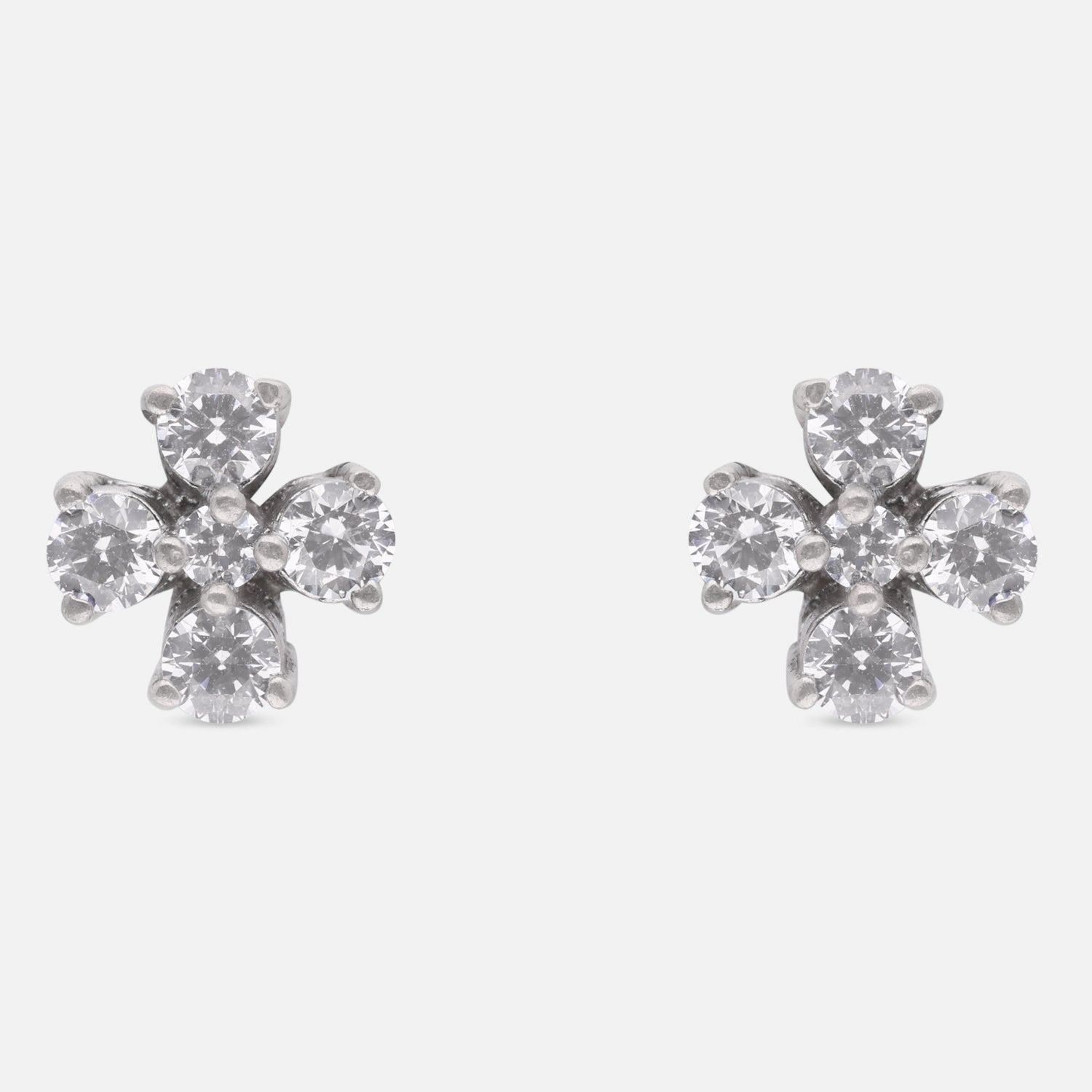 Classic Five-Stone Floral Cubic Zirconia Stud Earrings in Sterling Silver | SKU: 0005757787, 0005750344, 0005750351