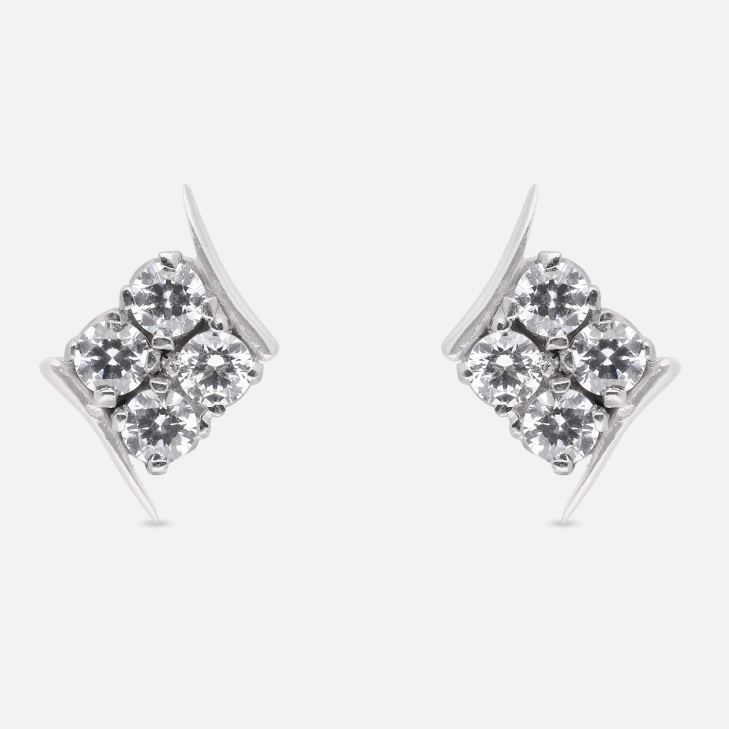 Floral Cluster Cubic Zirconia Stud Earrings in Sterling Silver | SKU: 0005757800, 0005750382, 0022628800