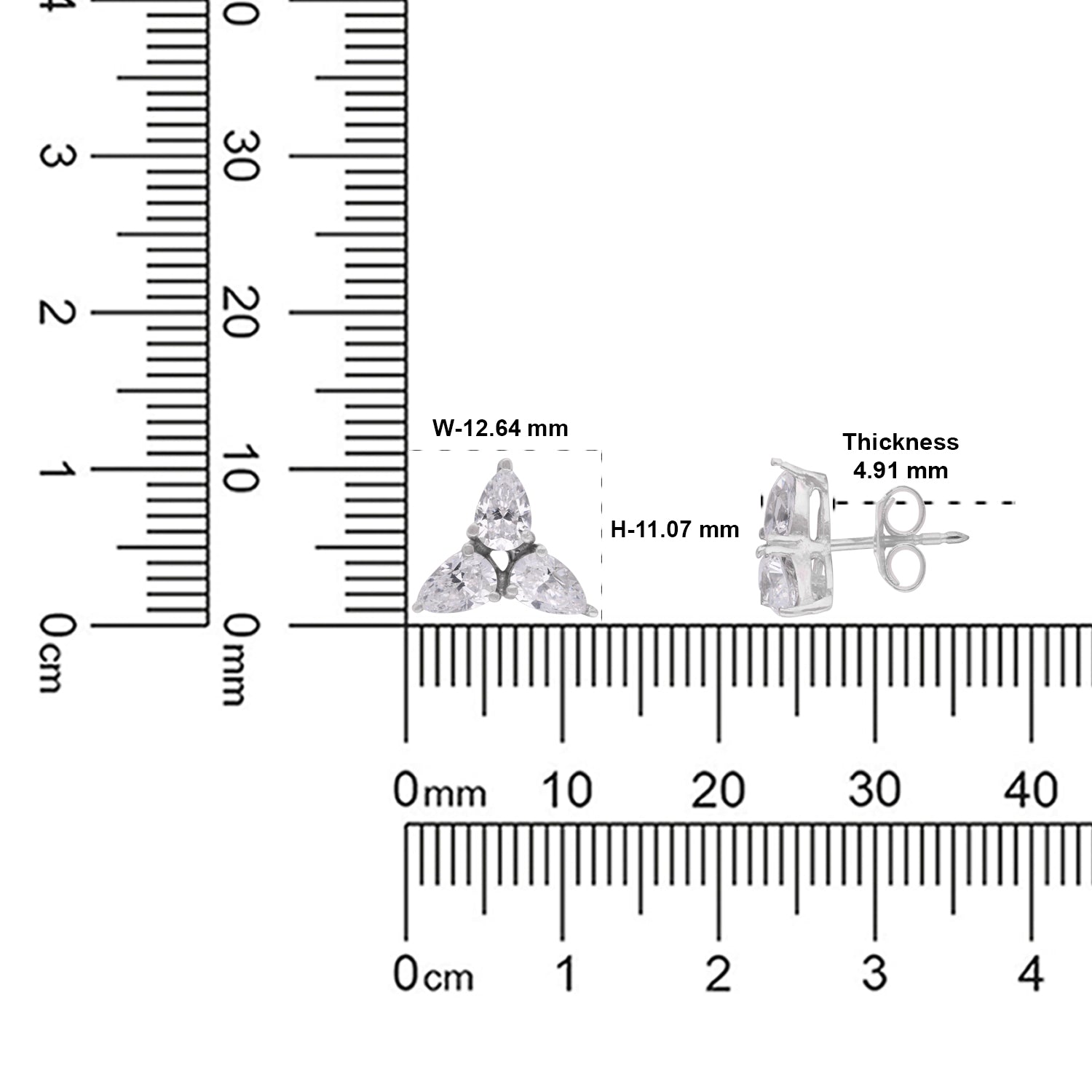Trillion & Pear Cut Cubic Zirconia Cluster Stud Earrings in Sterling Silver | SKU: 0005757831, 0022628848, 0005750184, 0005750429