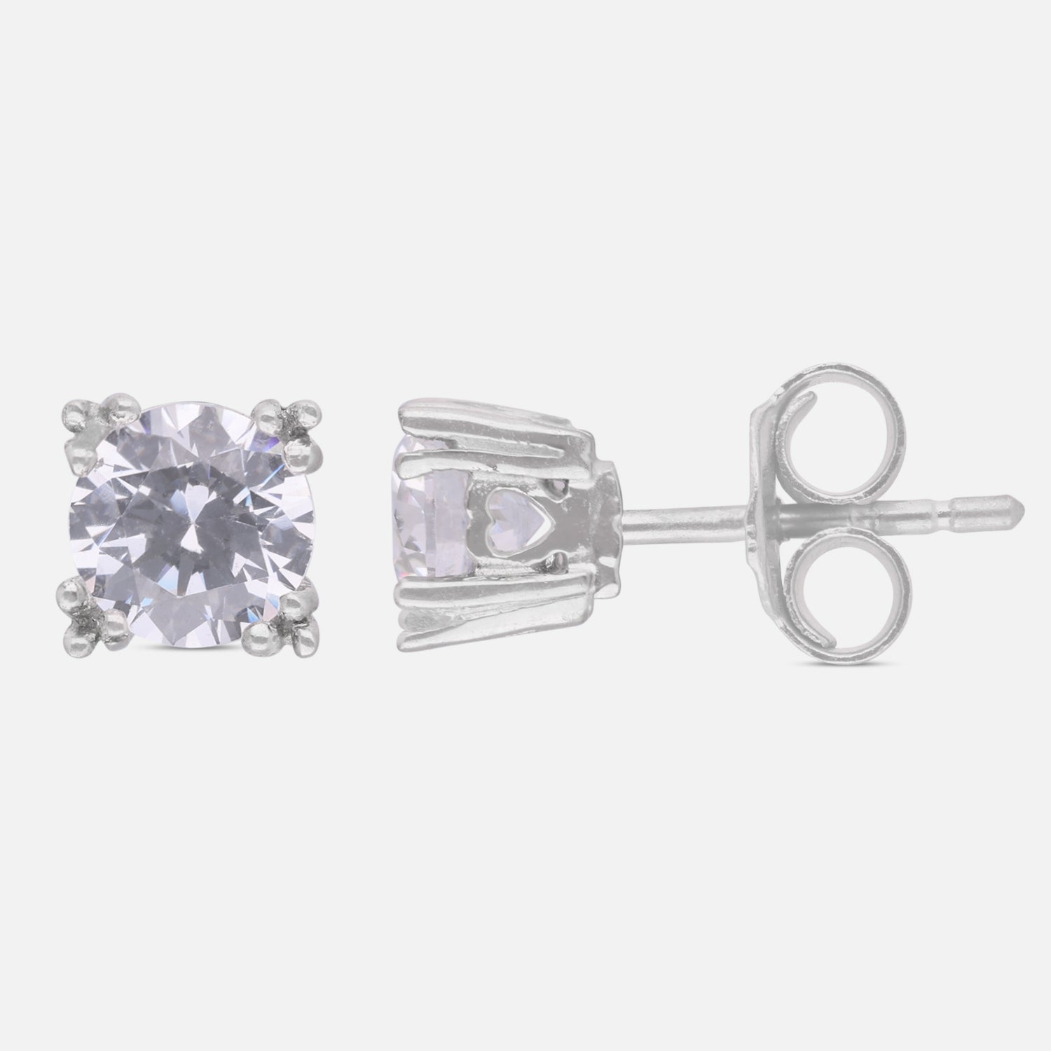 Round Brilliant Cubic Zirconia Solitaire Stud Earrings in Sterling Silver | SKU: 0005757848, 0002228619, 0005750481, 0005757855, 0005748280