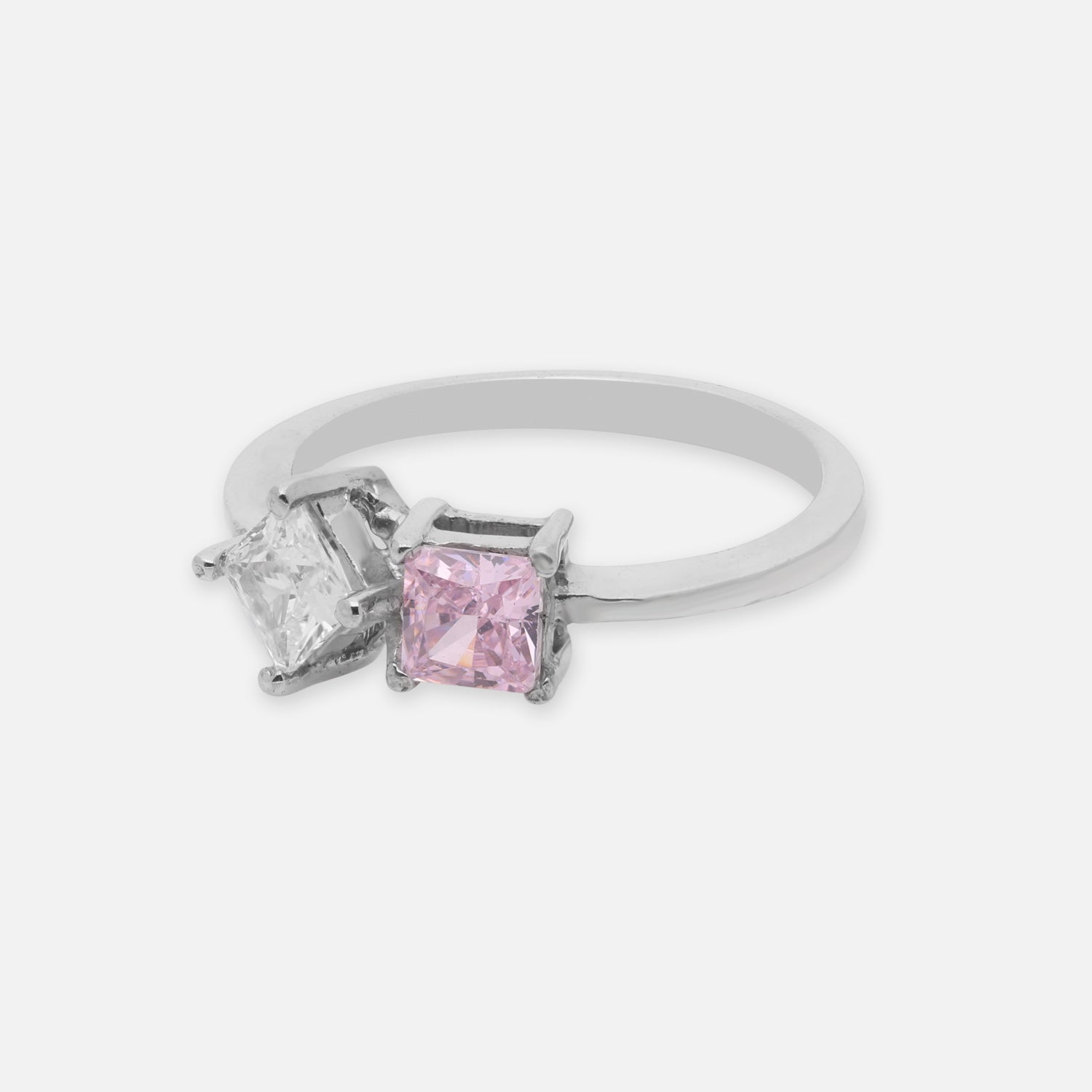 Sterling Silver Dual Tone Pink Cubic Zircon Open Ring | SKU: 0005758036, 0022629029