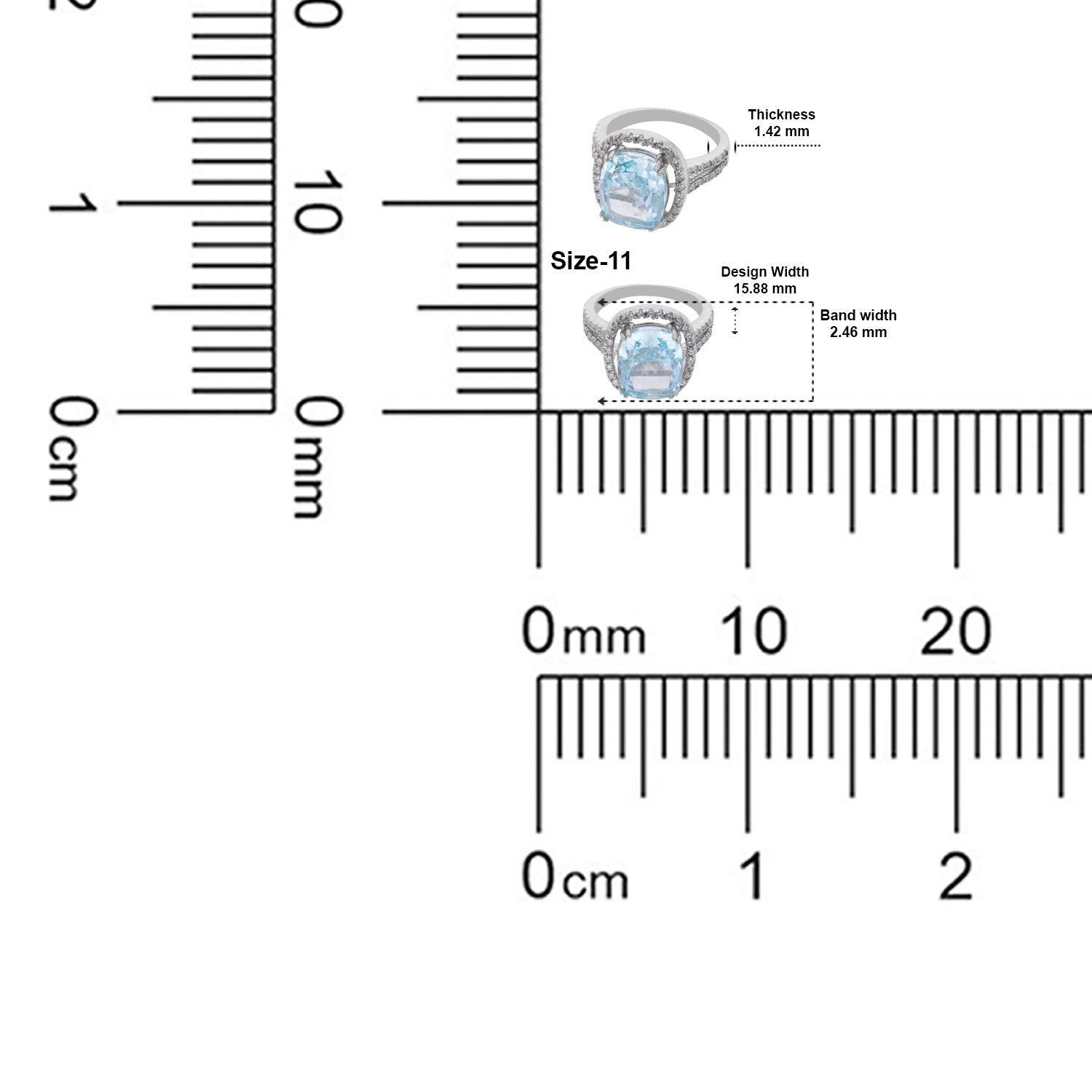 Elegant Sterling Silver Cushion-Cut Sky Blue Cubic Zirconia Halo Ring with Split Band | SKU: 0005758517, 0005758487, 0022629463