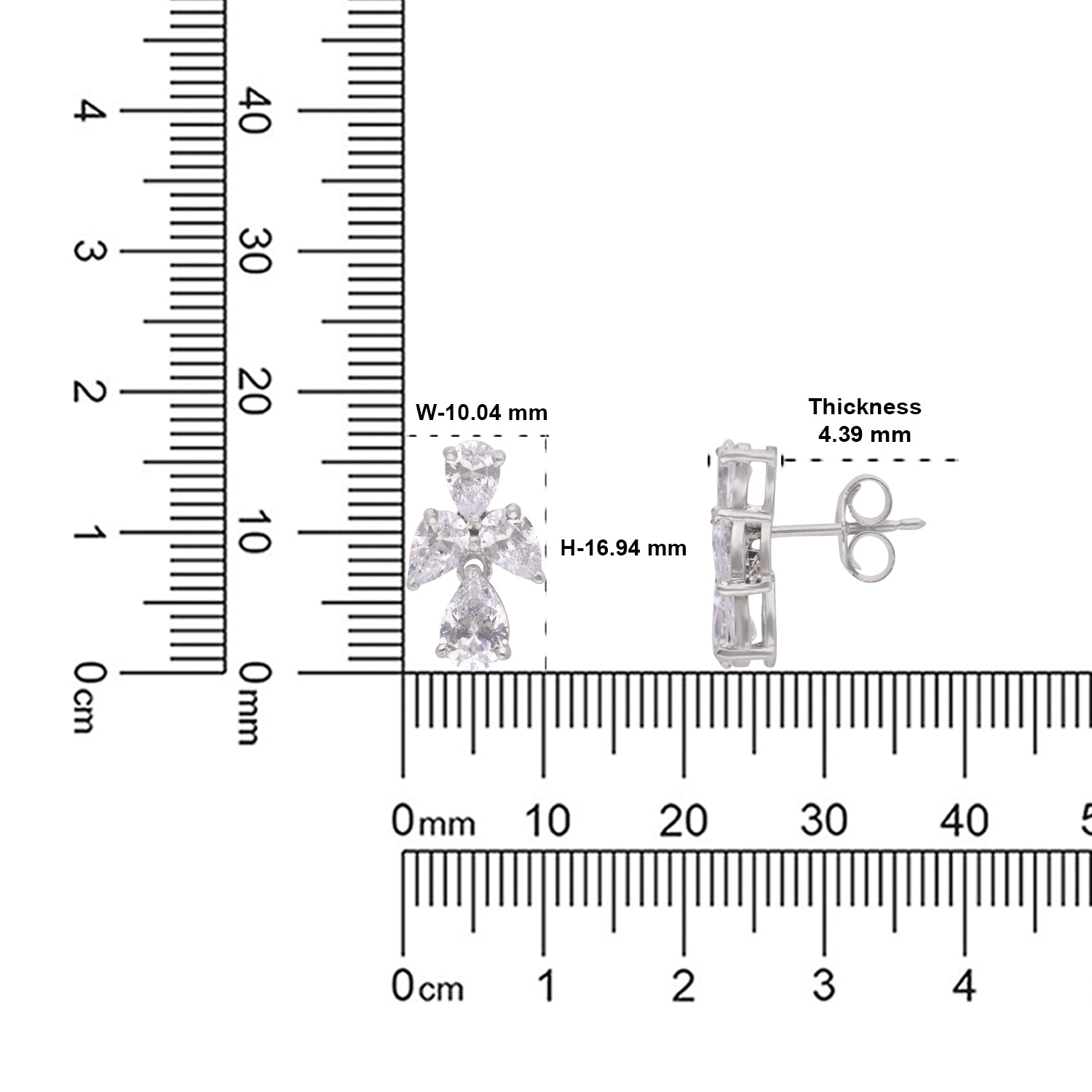 Sterling Silver Floral Cubic Zirconia Cluster Stud Earrings | SKU: 0005771905, 0005771929